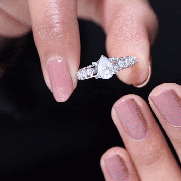 Art Deco Inspired Brilliant Cut Moissanite Solitaire Engagement Ring D-VS1 - Rosec Jewels