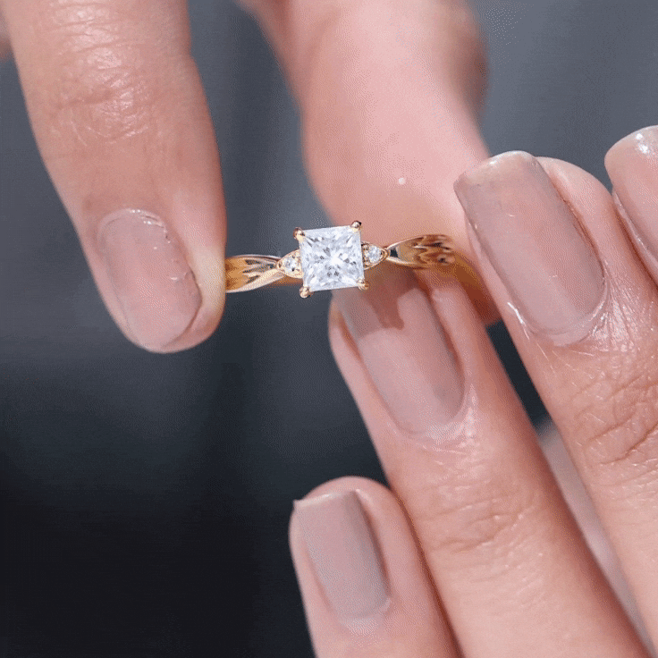 5MM Princess Cut Moissanite Solitaire Promise Ring for Her D-VS1 - Rosec Jewels