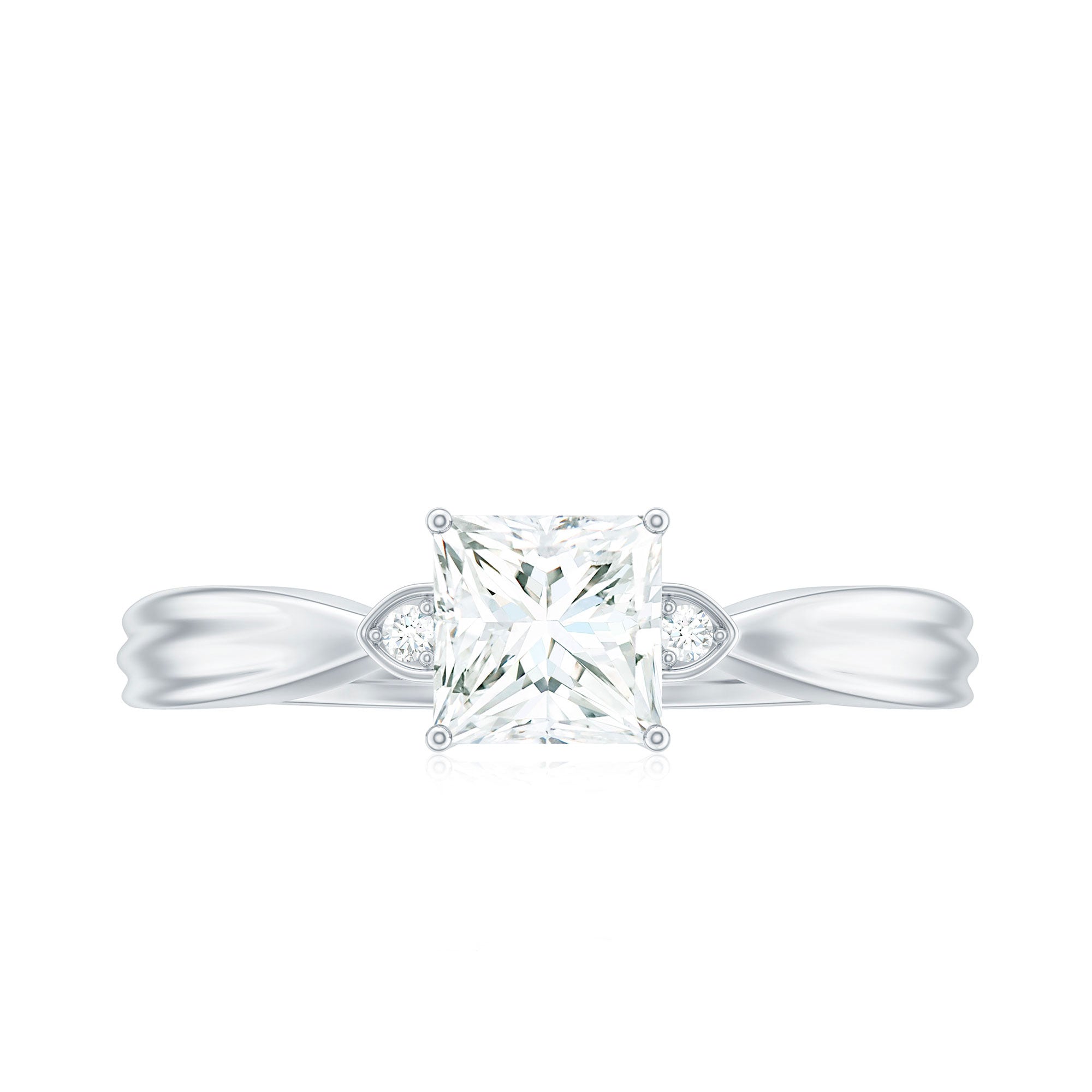 5MM Princess Cut Moissanite Solitaire Promise Ring for Her D-VS1 - Rosec Jewels