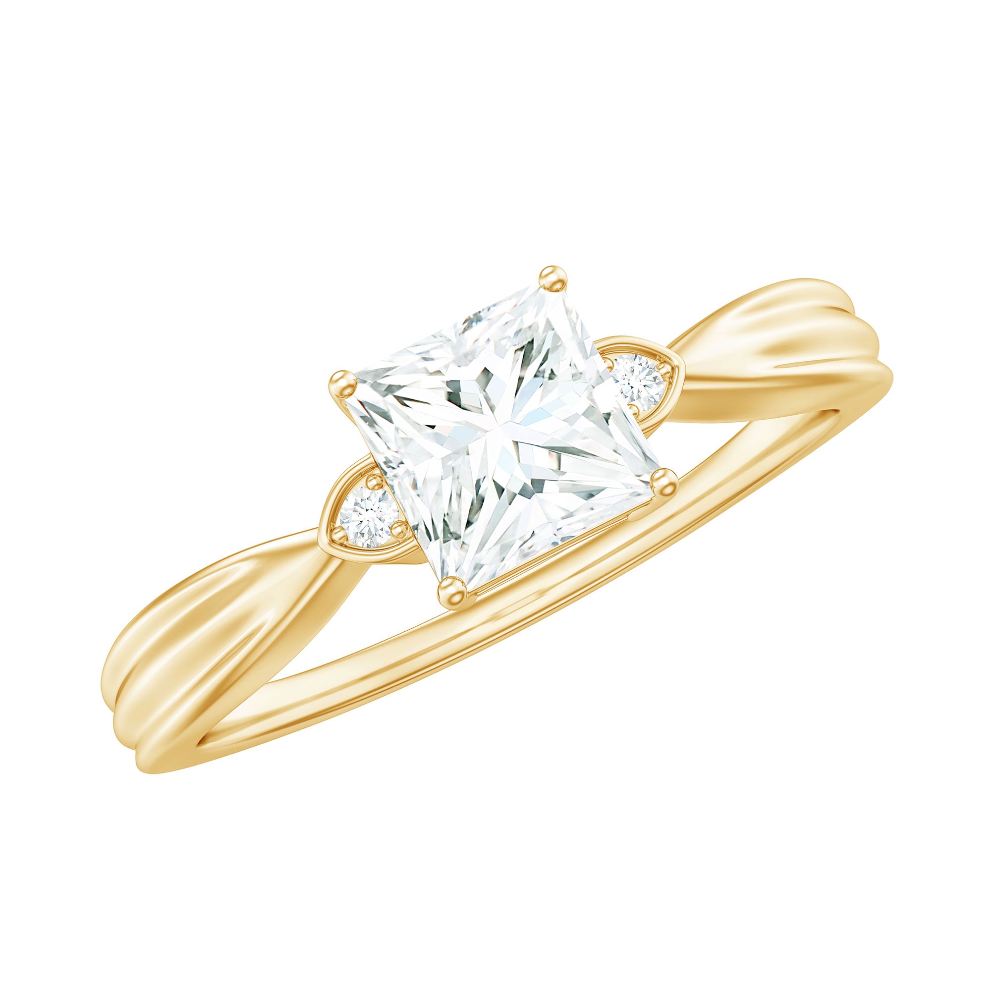 5MM Princess Cut Moissanite Solitaire Promise Ring for Her D-VS1 - Rosec Jewels