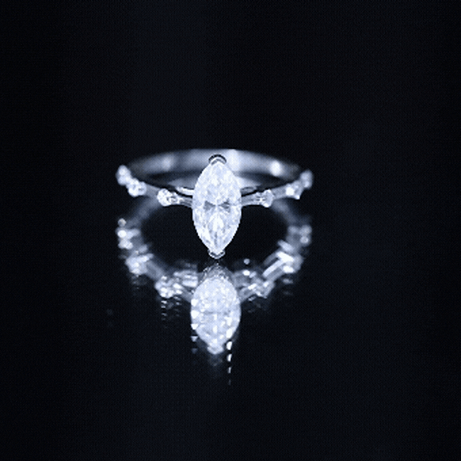 Large Marquise Cut Moissanite Solitaire Engagement Ring D-VS1 - Rosec Jewels