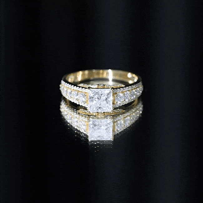 Princess Cut Moissanite Engagement Ring with Side Stones D-VS1 - Rosec Jewels