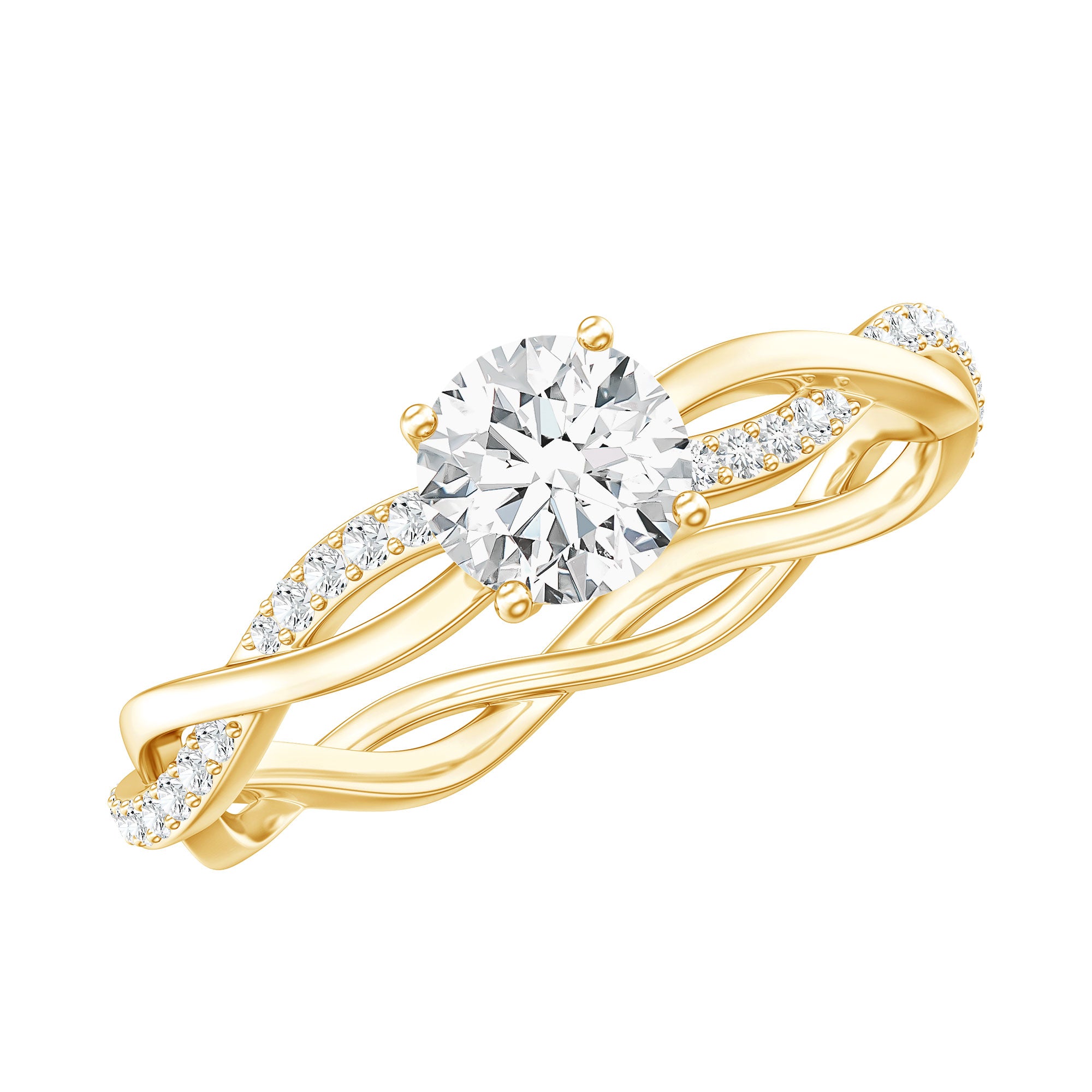 Round Cut Moissanite Braided Engagement Ring D-VS1 - Rosec Jewels