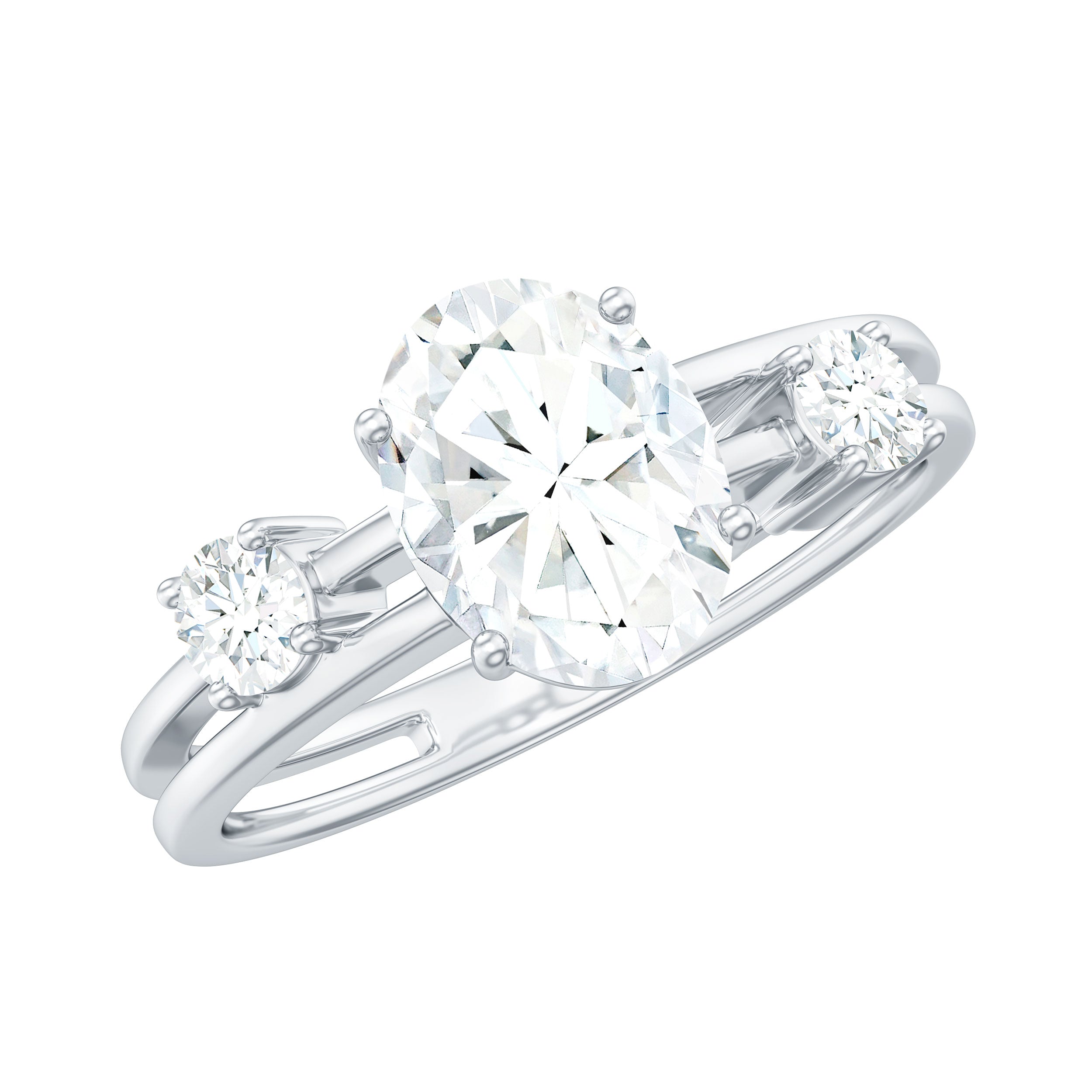 6X8mm Oval Cut Certified Moissanite Solitaire Engagement Ring