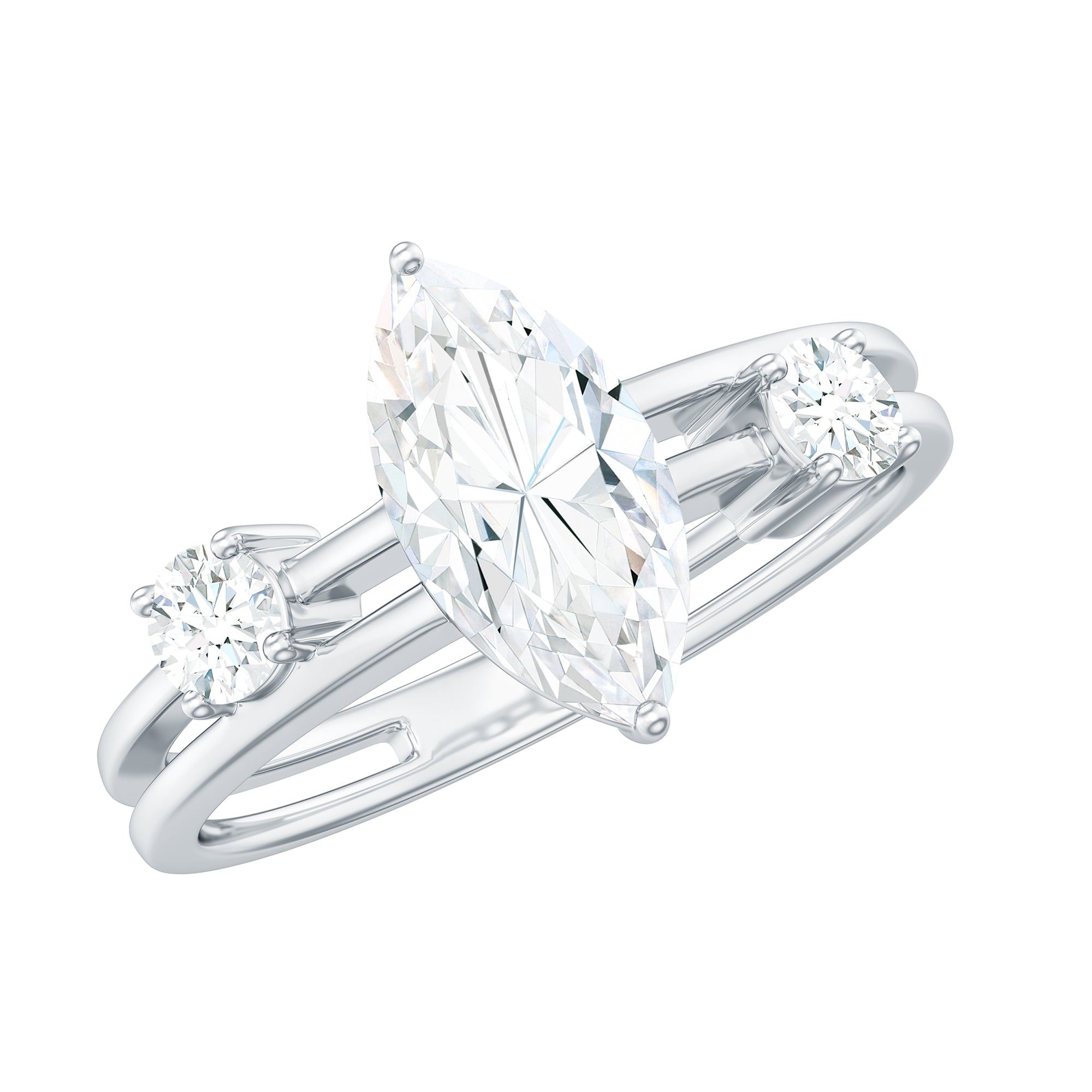 Certified Moissanite Marquise Engagement Ring