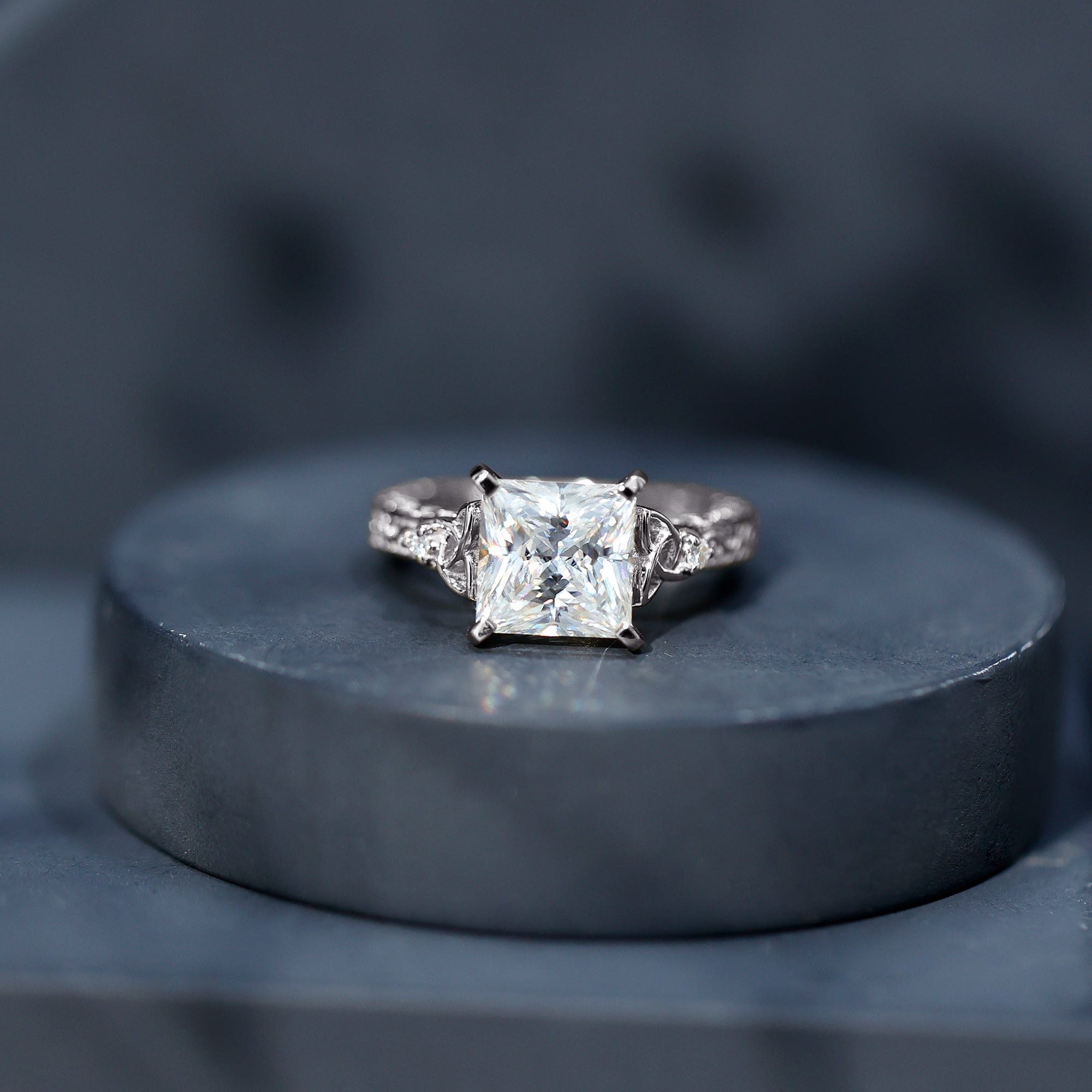 Antique Style 3 Carat Princess Cut Moissanite Celtic Knot Engagement Ring D-VS1 - Rosec Jewels