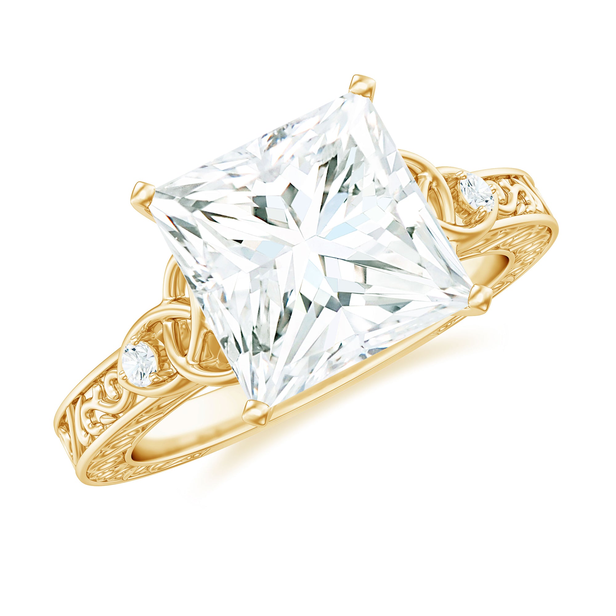 Antique Style 3 Carat Princess Cut Moissanite Celtic Knot Engagement Ring D-VS1 - Rosec Jewels