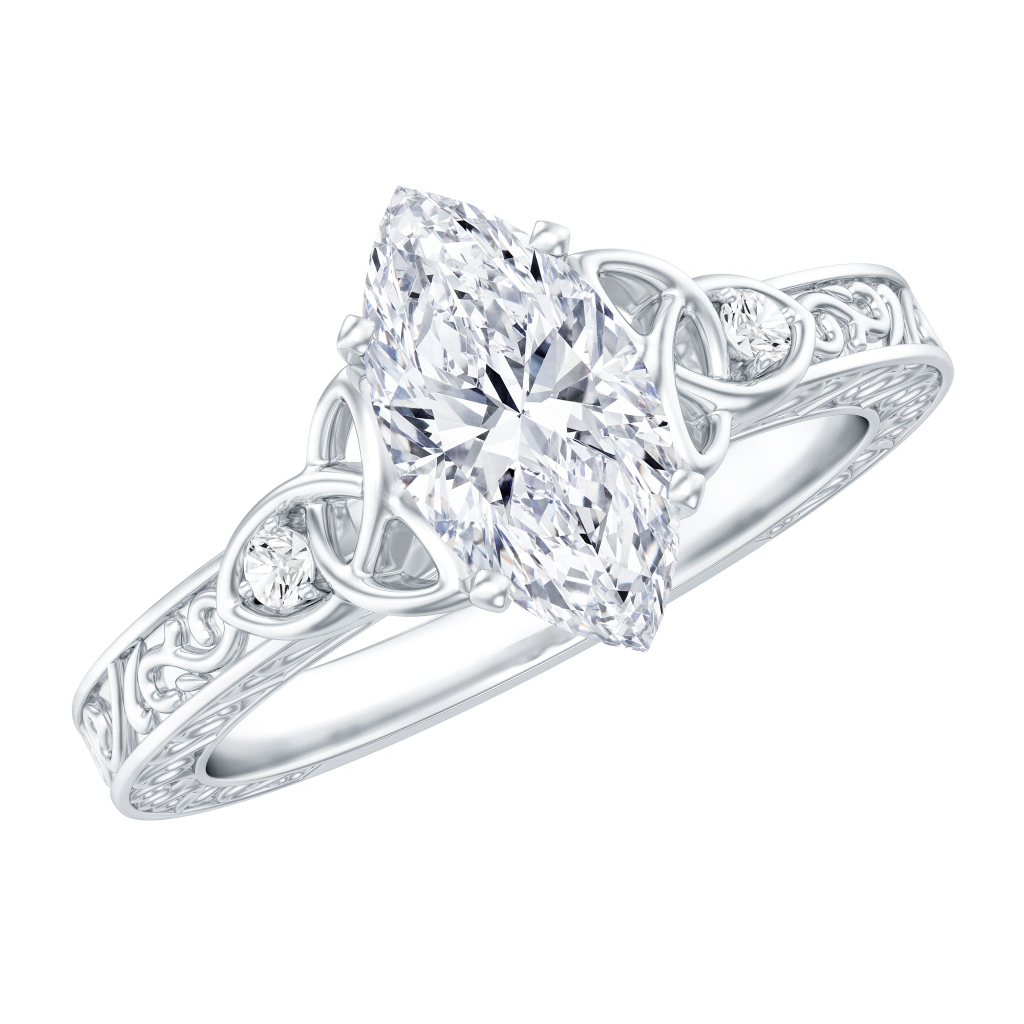 Antique Style Moissanite Celtic Knot Engagement Ring D-VS1 - Rosec Jewels