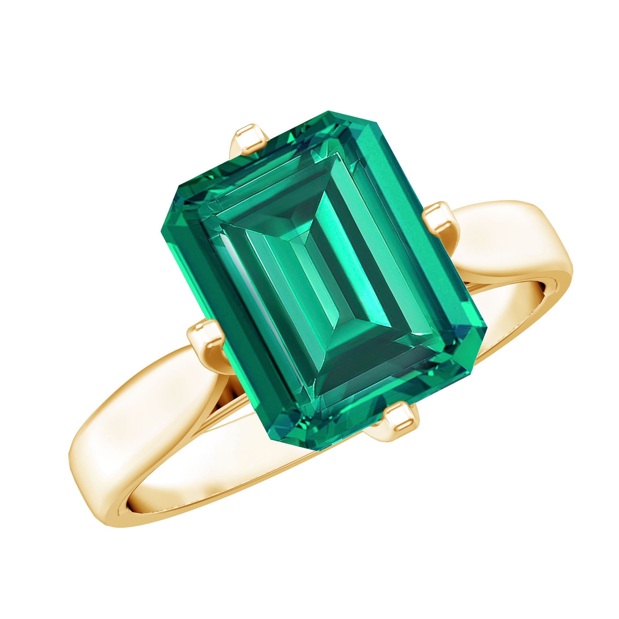 8X10 MM Octagon Lab Grown Emerald Solitaire Engagement Ring AAAA - Rosec Jewels