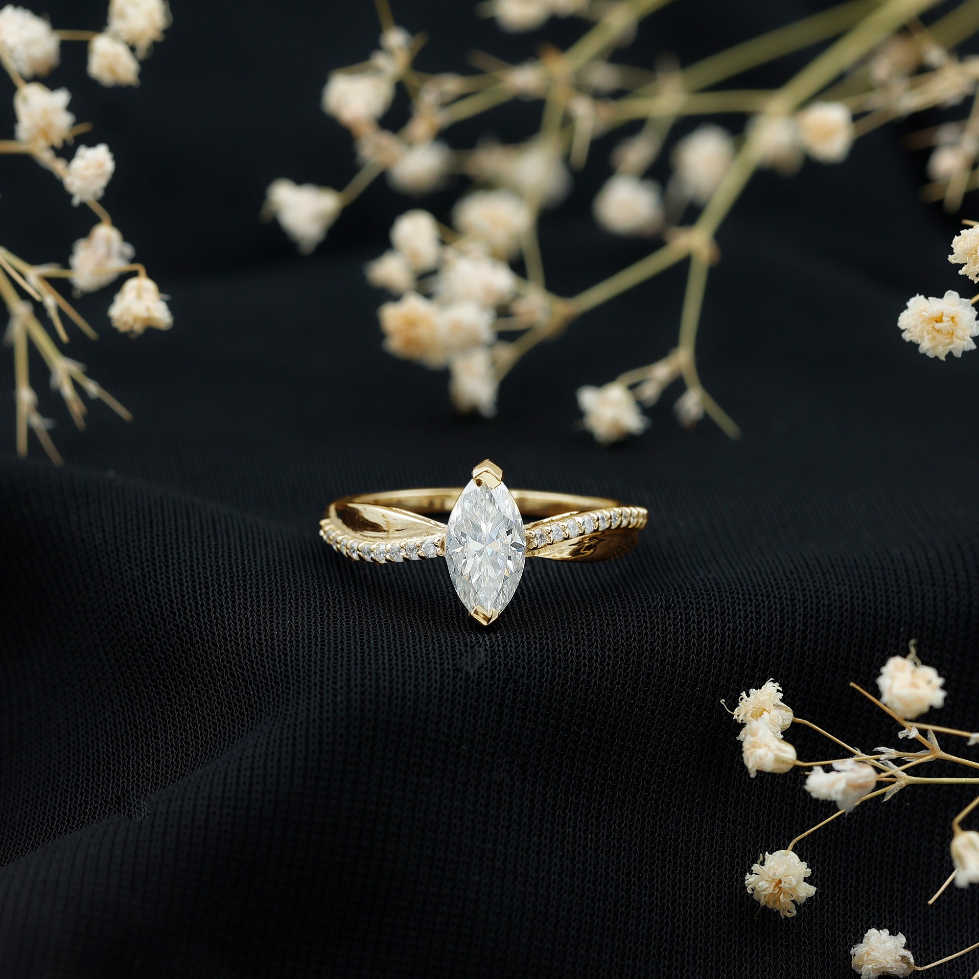 Classic Marquise Cut Moissanite Solitaire Engagement Ring D-VS1 - Rosec Jewels