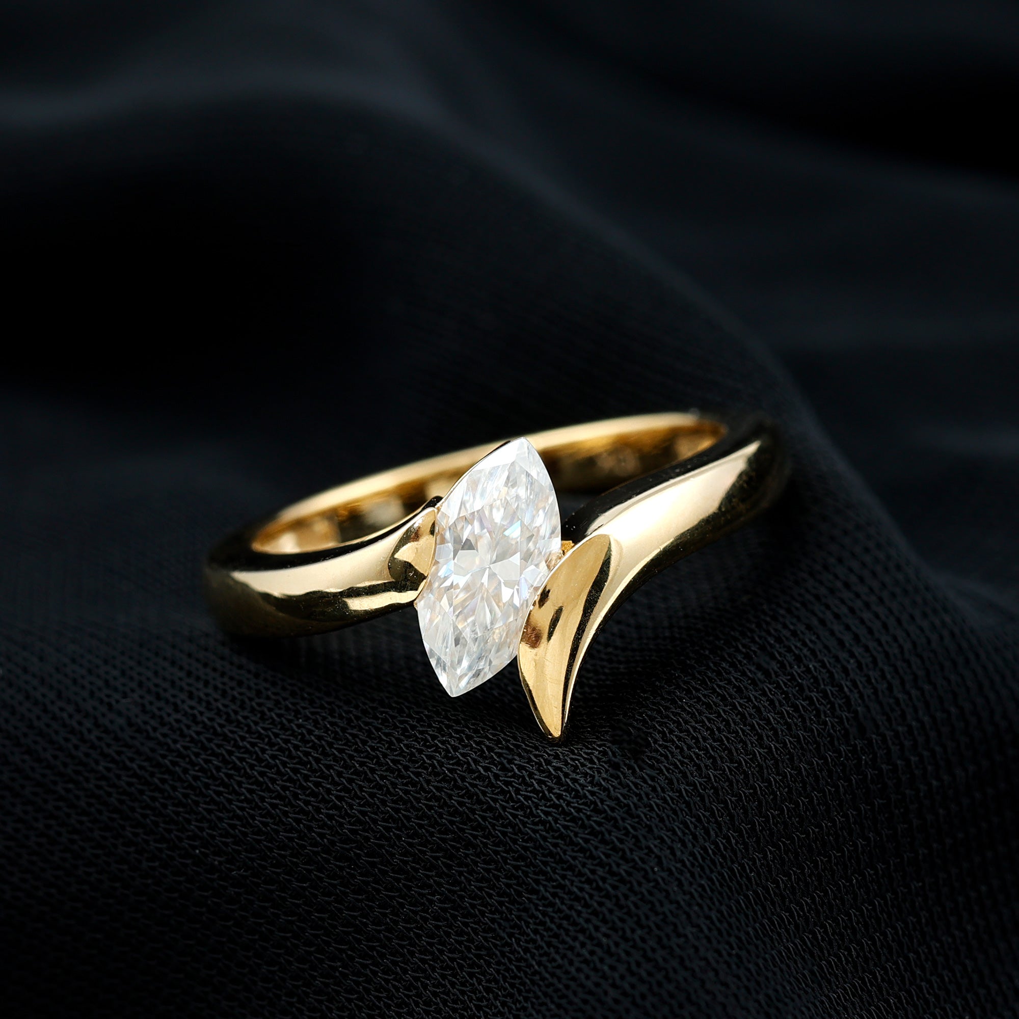 Moissanite Marquise Cut Engagement Ring In Tension Setting D-VS1 - Rosec Jewels