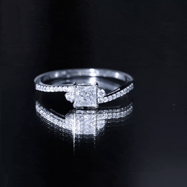 Princess Cut Moissanite Bypass Engagement Ring D-VS1 - Rosec Jewels