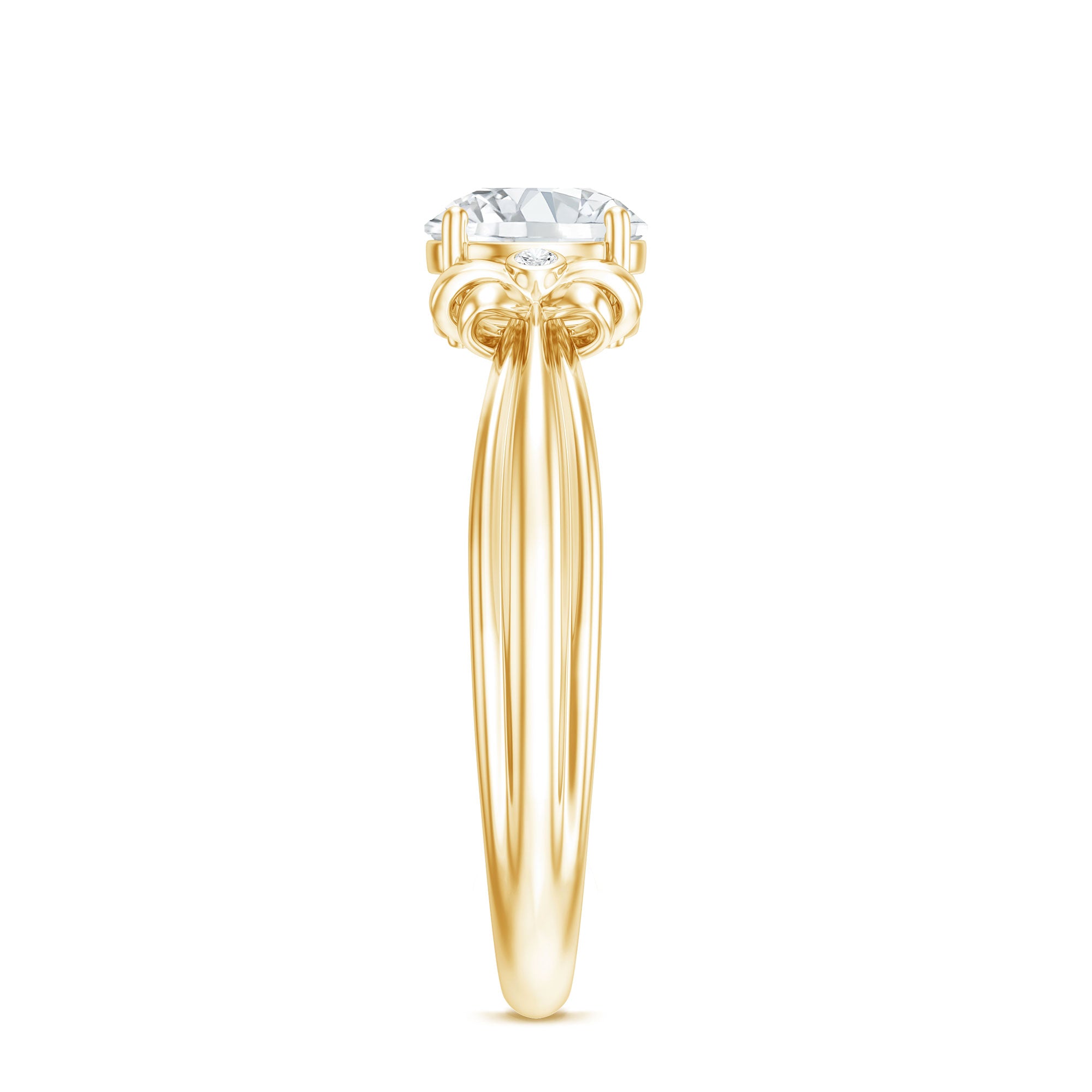 Certified Moissanite Engagement Ring with Bow Ribbon D-VS1 - Rosec Jewels