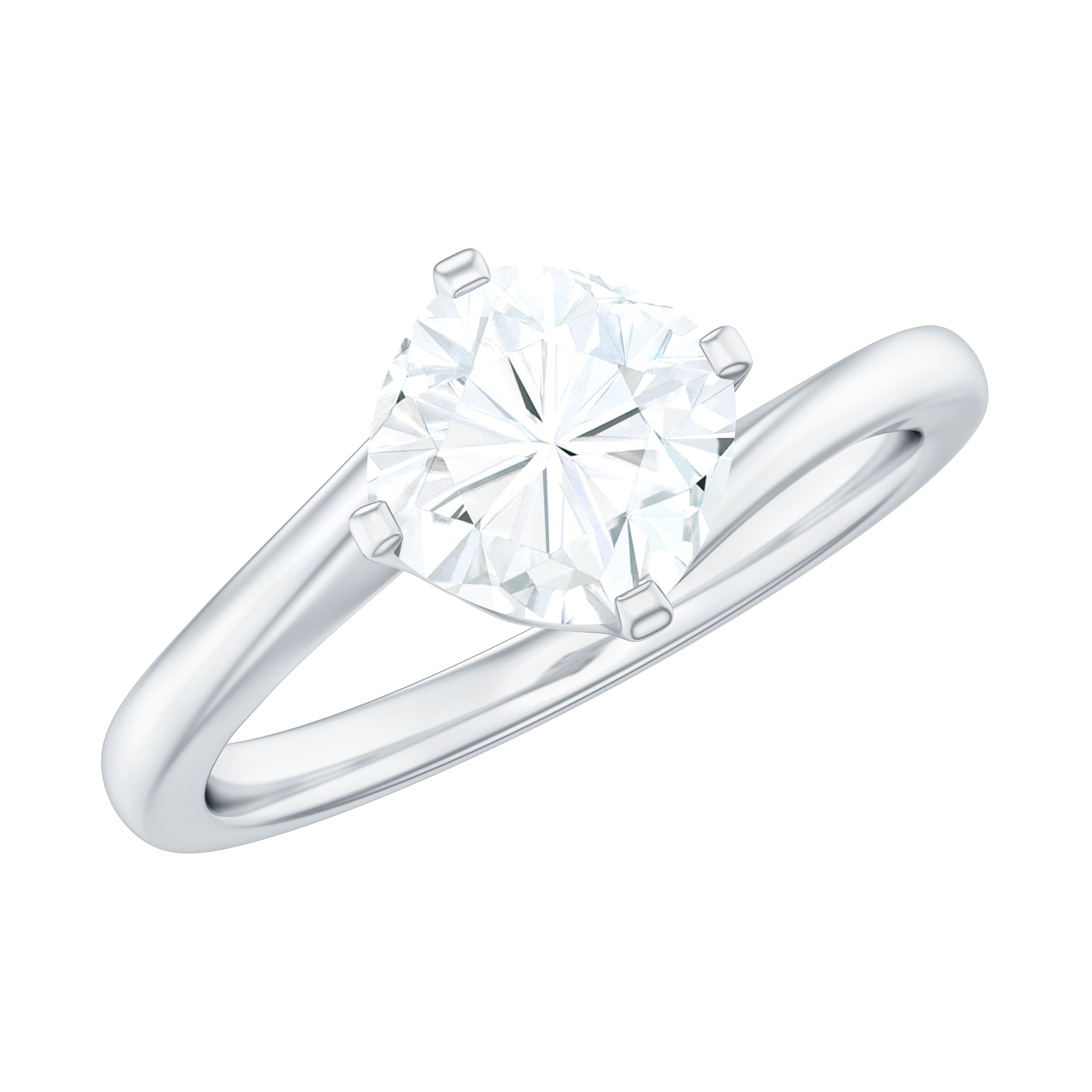 Cushion Cut Moissanite Solitaire Bypass Promise Ring in Gold