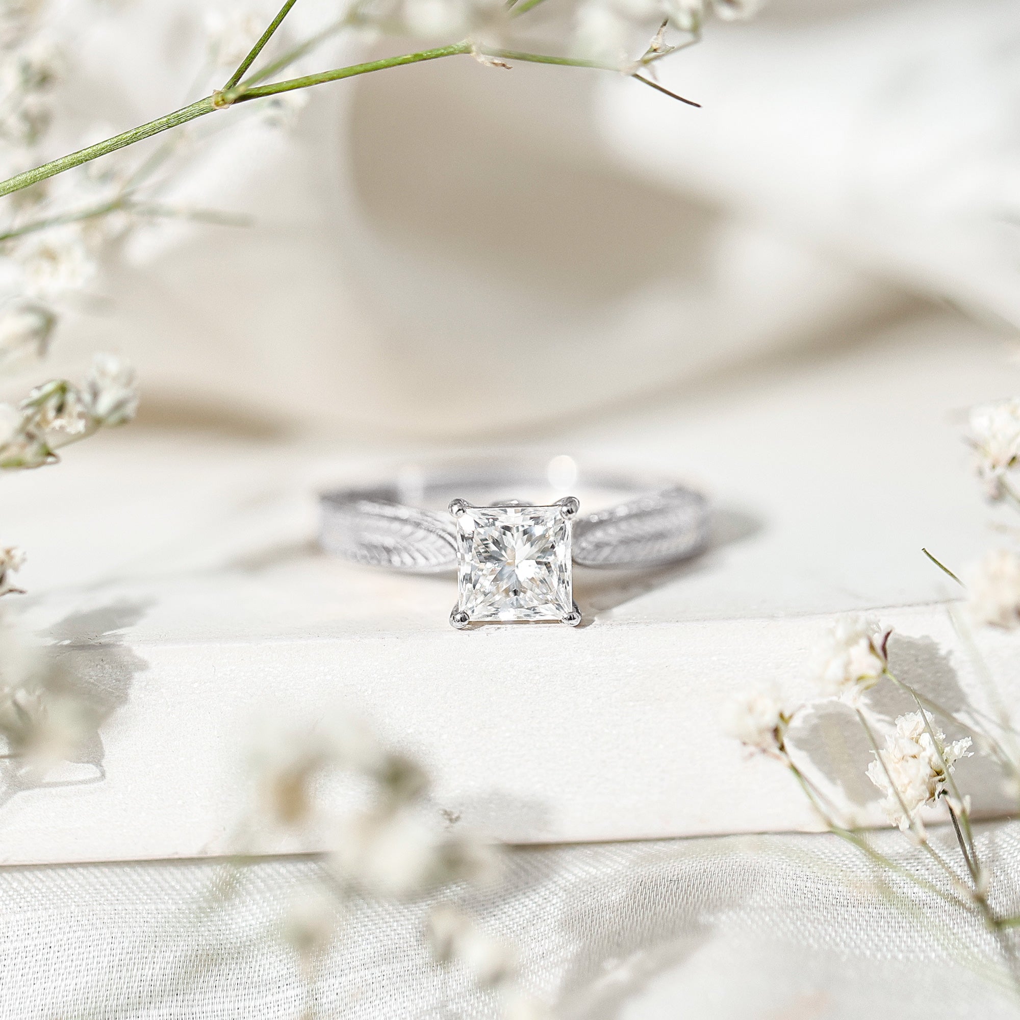 Princess Cut 6 MM Moissanite Solitaire Engagement Ring D-VS1 - Rosec Jewels
