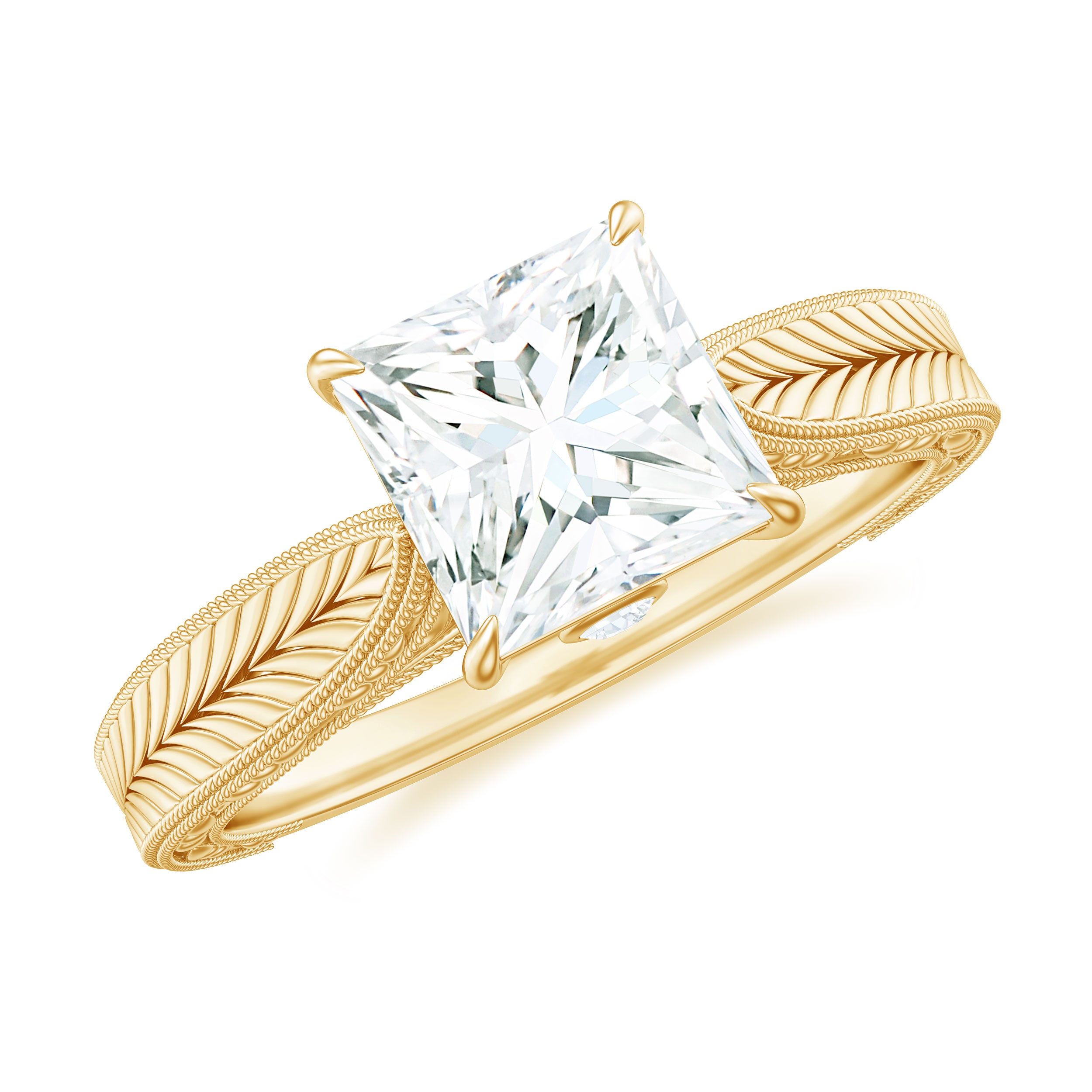 Princess Cut 6 MM Moissanite Solitaire Engagement Ring D-VS1 - Rosec Jewels