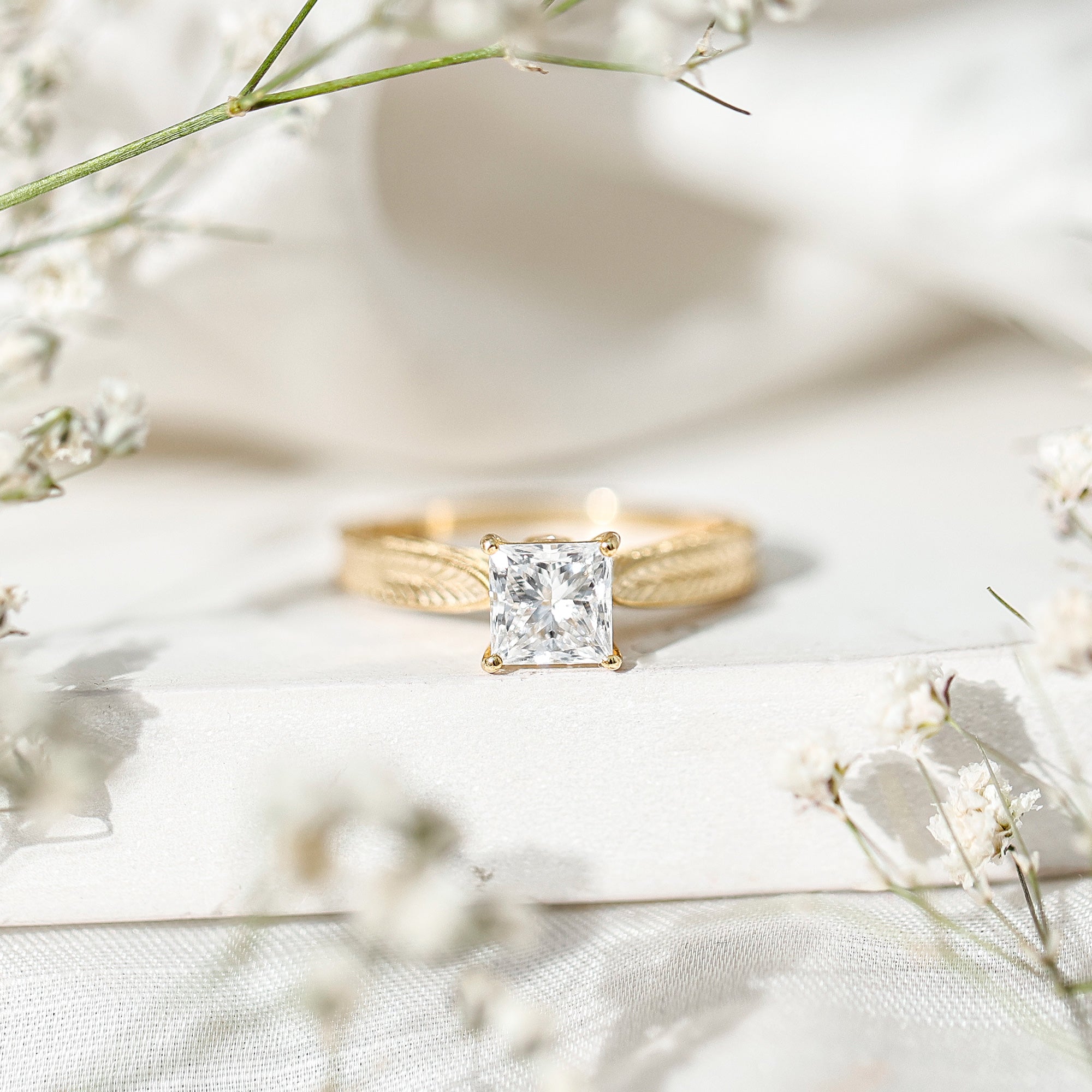 Princess Cut 6 MM Moissanite Solitaire Engagement Ring D-VS1 - Rosec Jewels