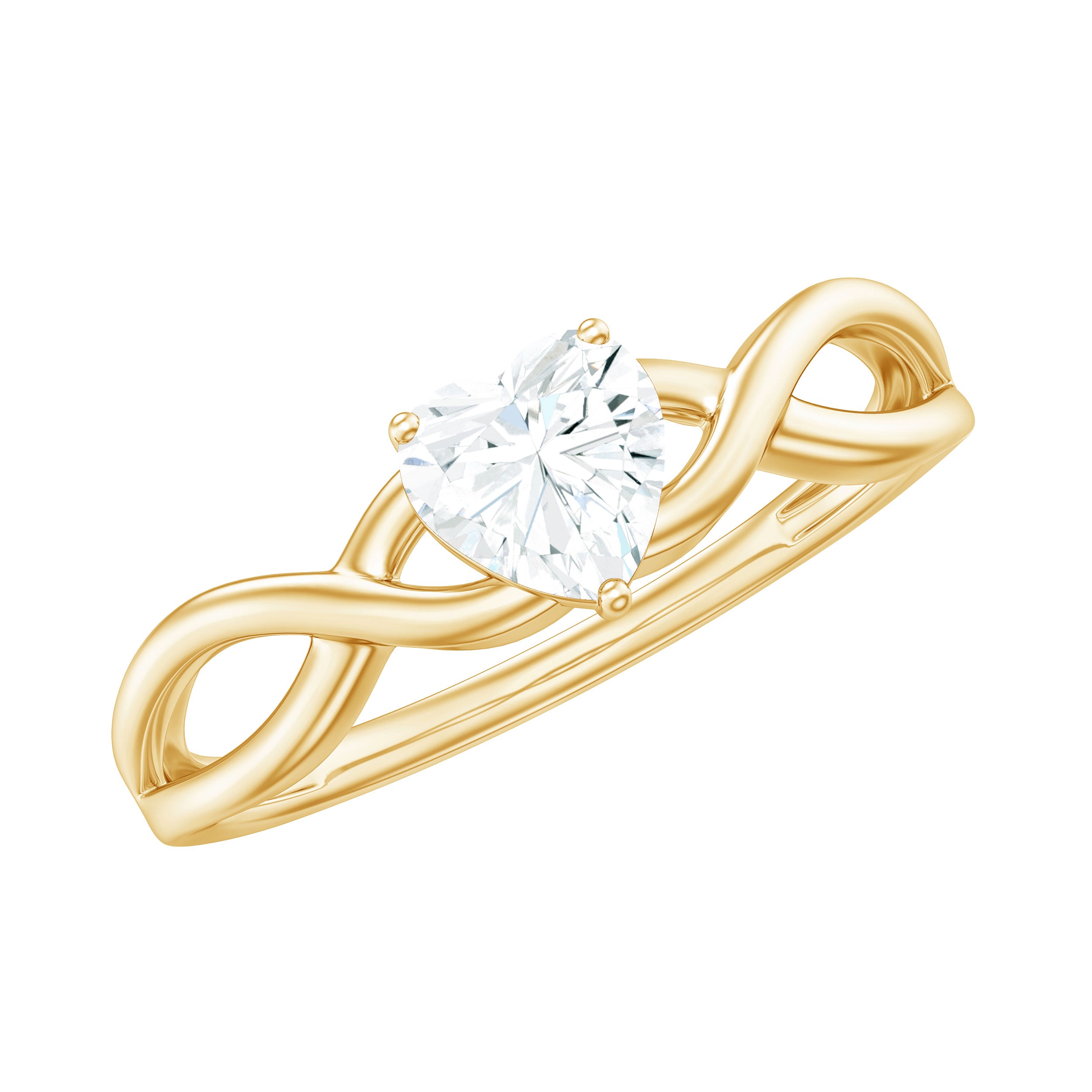 Heart Shape Moissanite Promise Ring with Crossover Band D-VS1 - Rosec Jewels