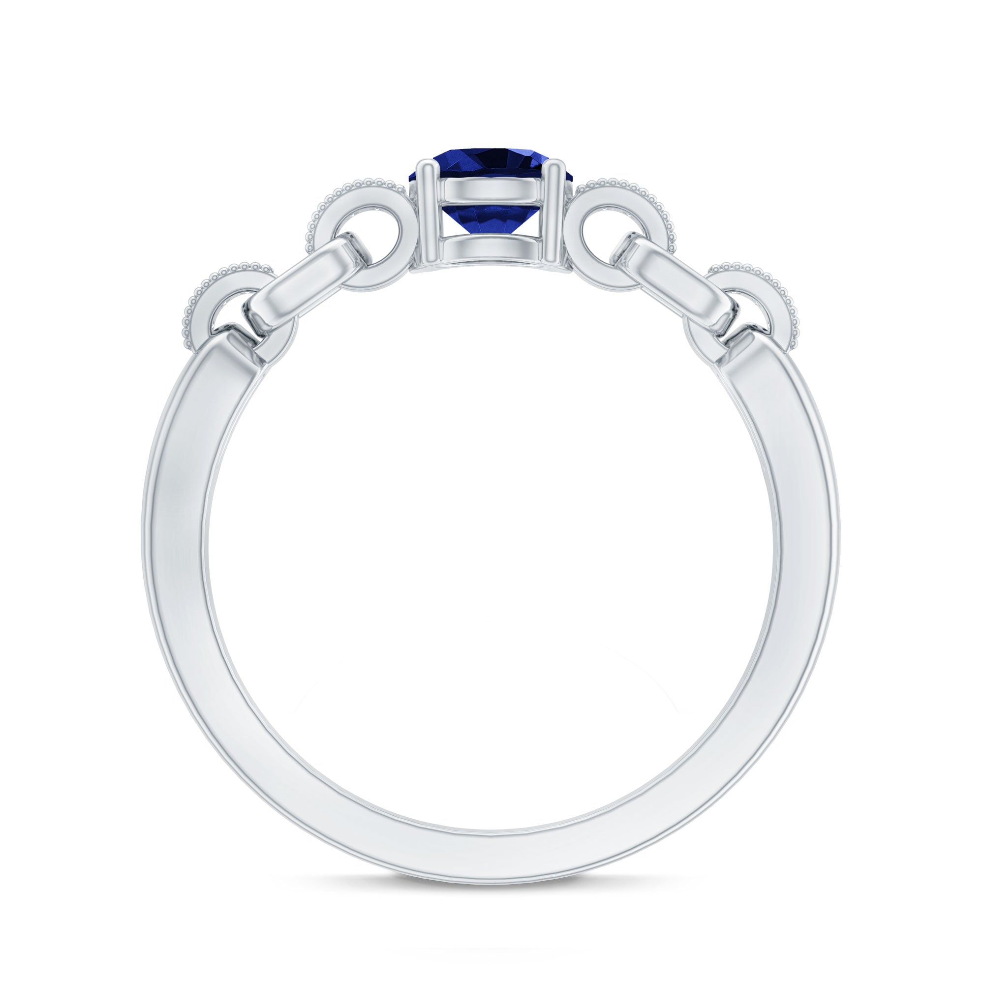 Certified 0.6 Carat Lab Grown Blue Sapphire Promise Ring with Diamond for Women AAAA - Rosec Jewels