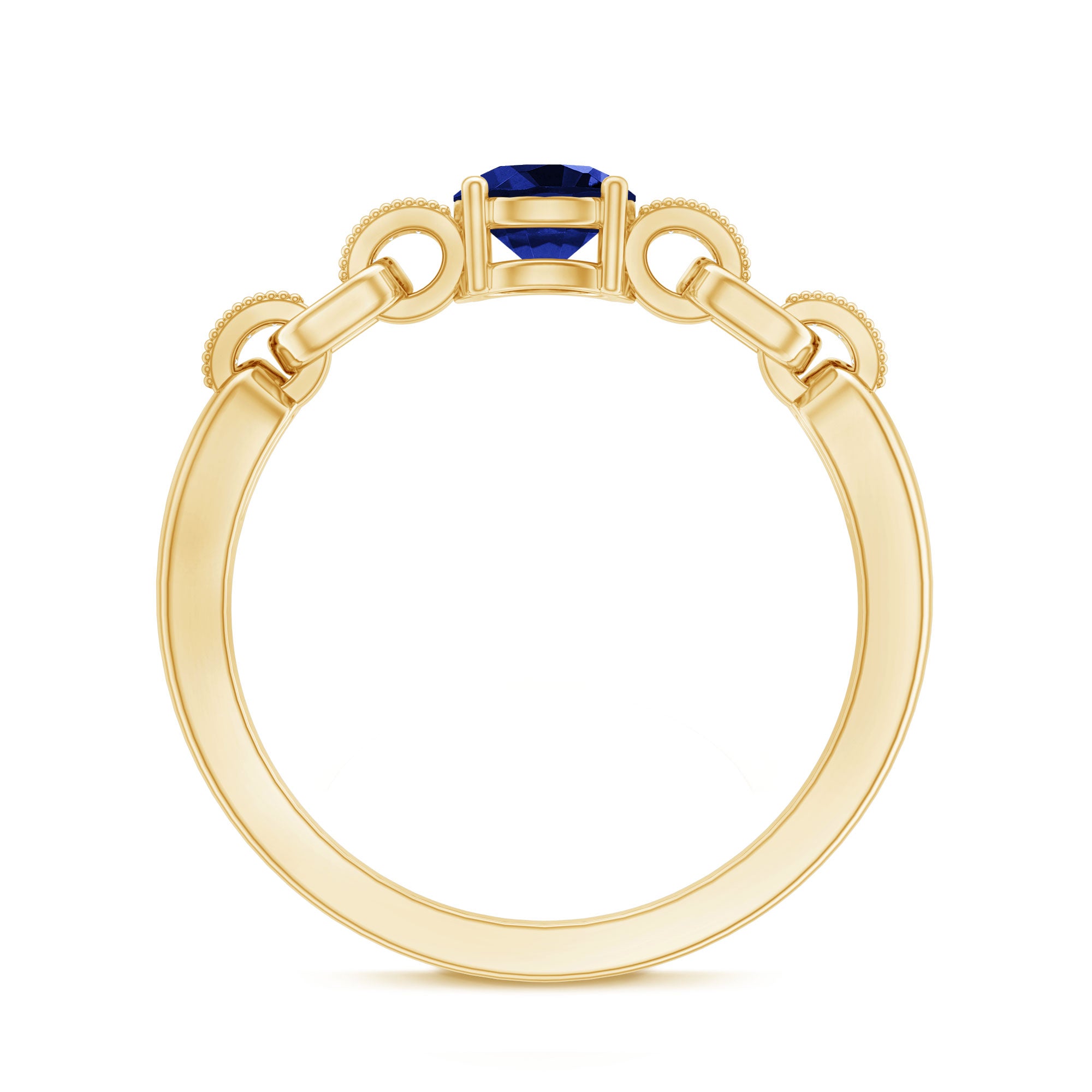 Certified 0.6 Carat Lab Grown Blue Sapphire Promise Ring with Diamond for Women AAAA - Rosec Jewels