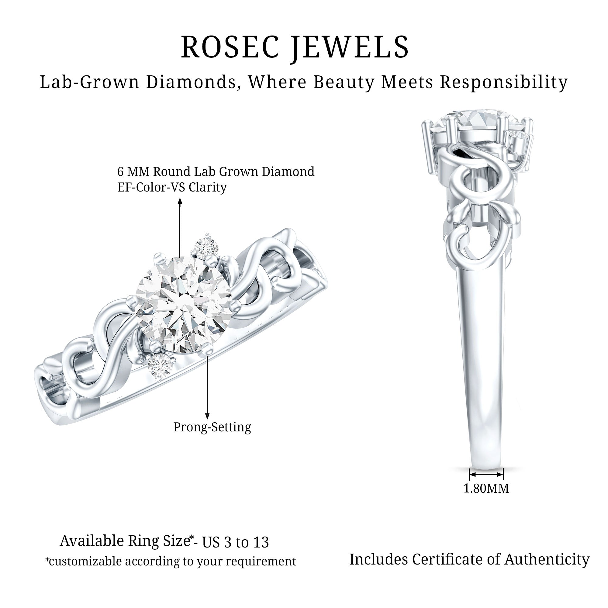 Rosec Jewels-Lab Grown Diamond Art Deco Engagement Ring