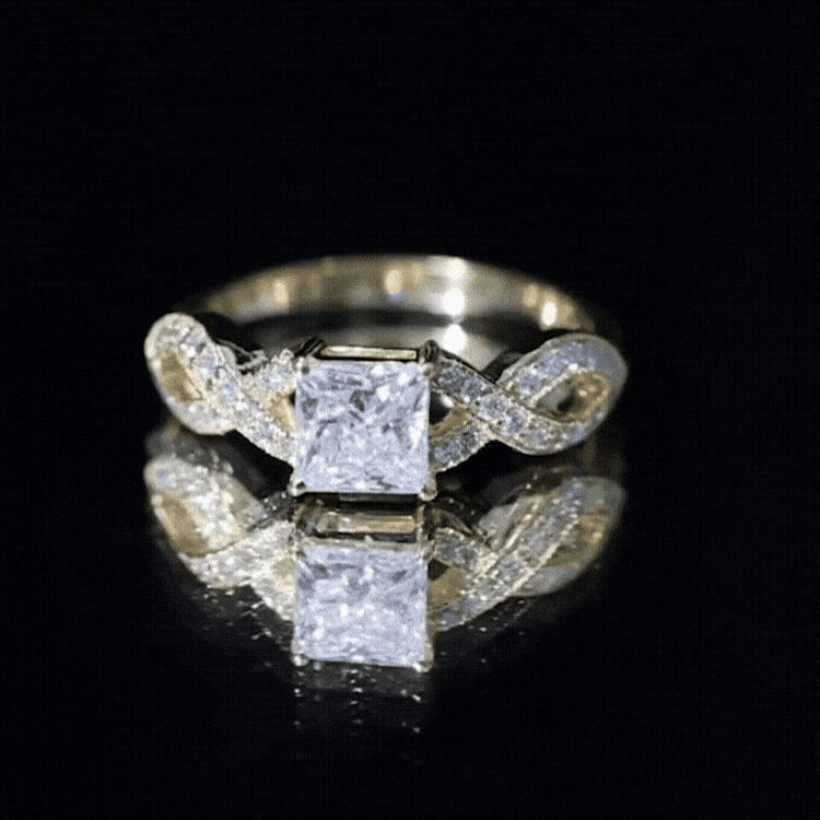Lab Grown Diamond Princess Cut Engagement Ring For Her Lab - ( EF-VS ) - Rosec Jewels