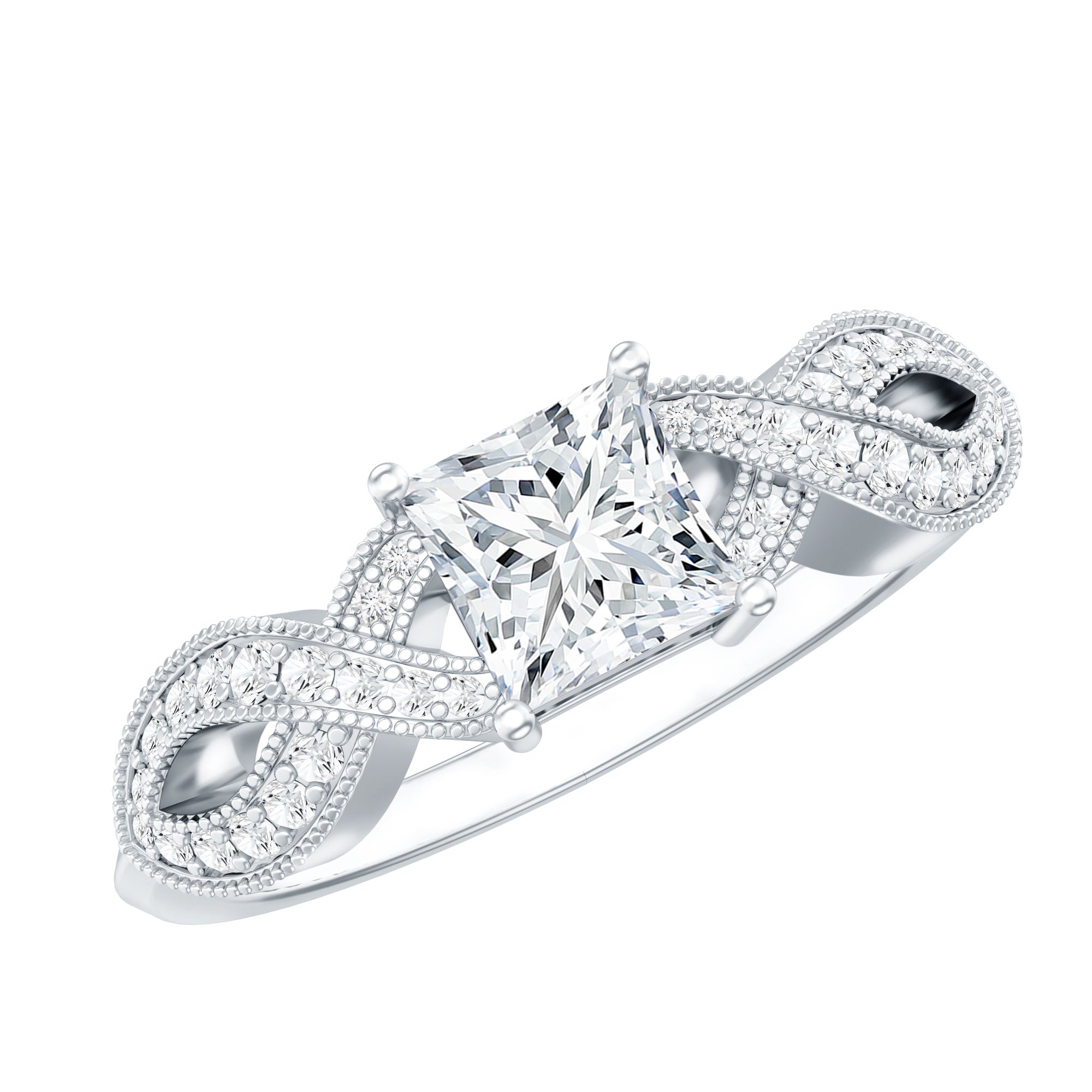 Lab Grown Diamond Princess Cut Engagement Ring For Her Lab - ( EF-VS ) - Rosec Jewels