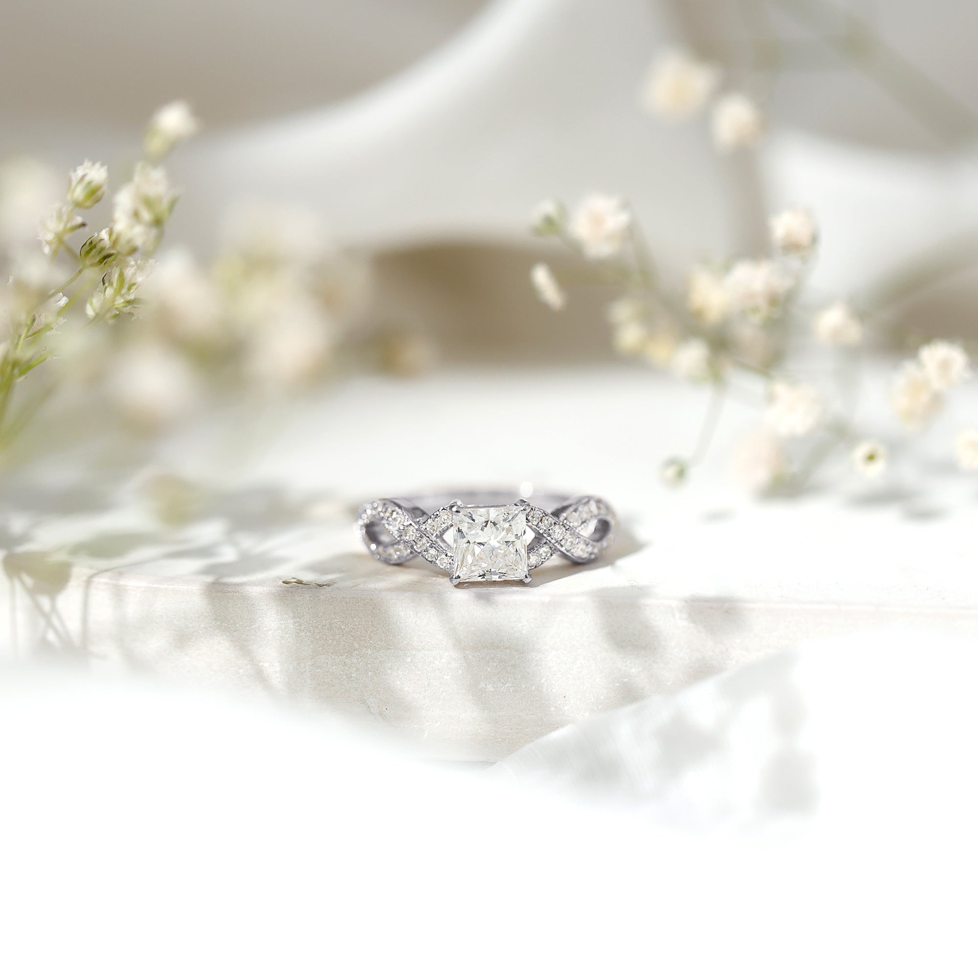 Lab Grown Diamond Princess Cut Engagement Ring For Her Lab - ( EF-VS ) - Rosec Jewels