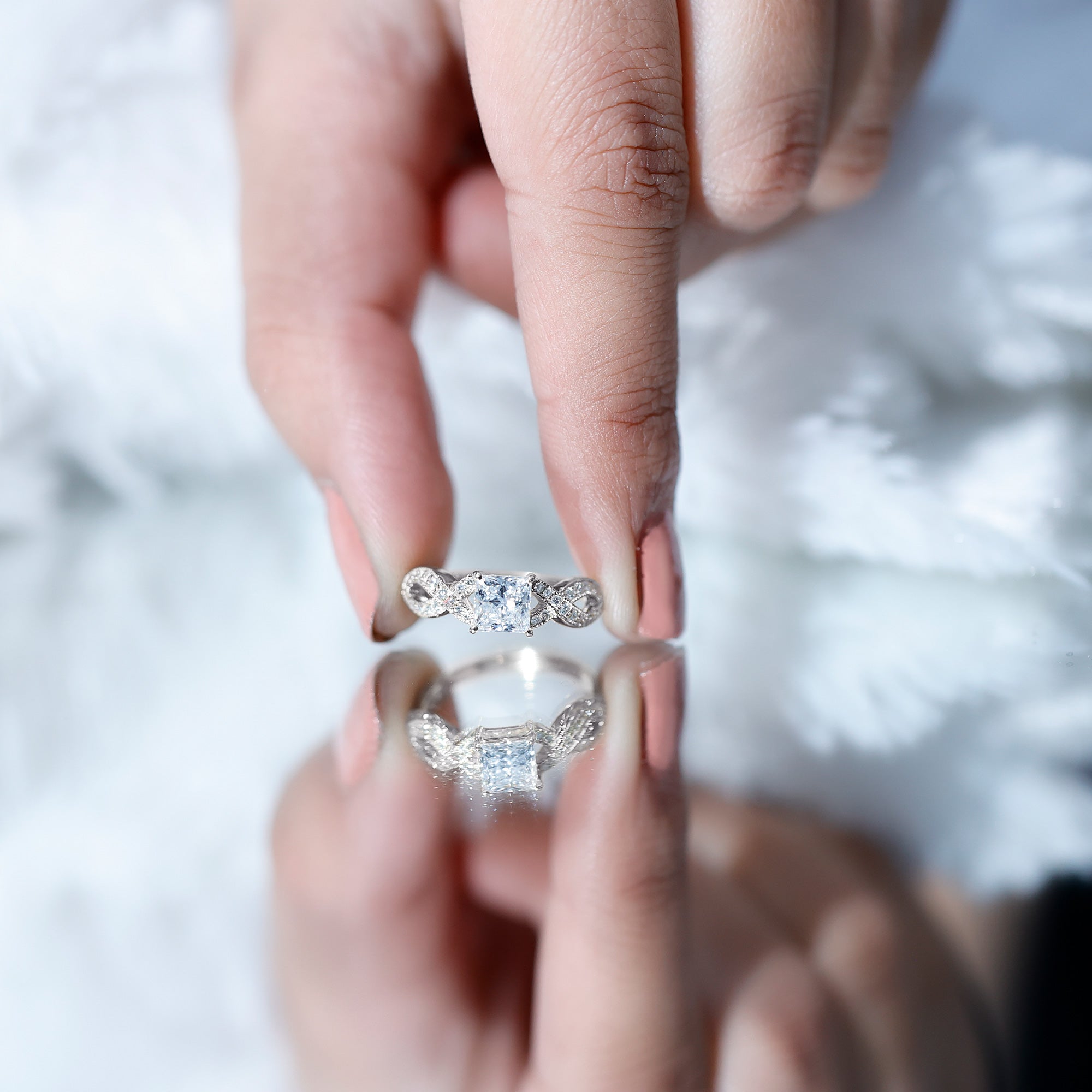 Lab Grown Diamond Princess Cut Engagement Ring For Her Lab - ( EF-VS ) - Rosec Jewels