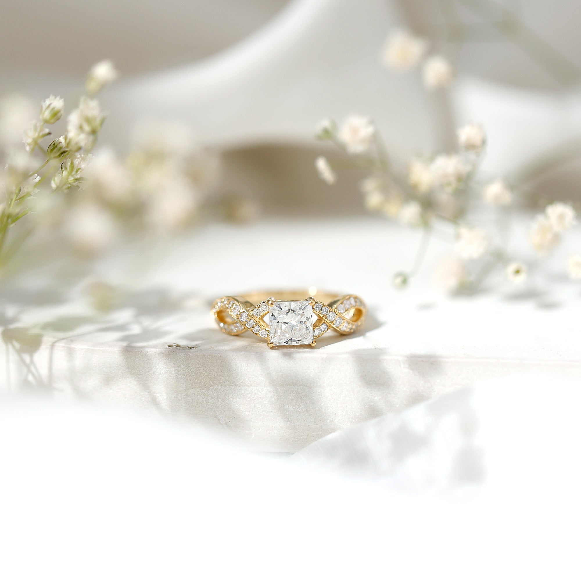 Lab Grown Diamond Princess Cut Engagement Ring For Her Lab - ( EF-VS ) - Rosec Jewels
