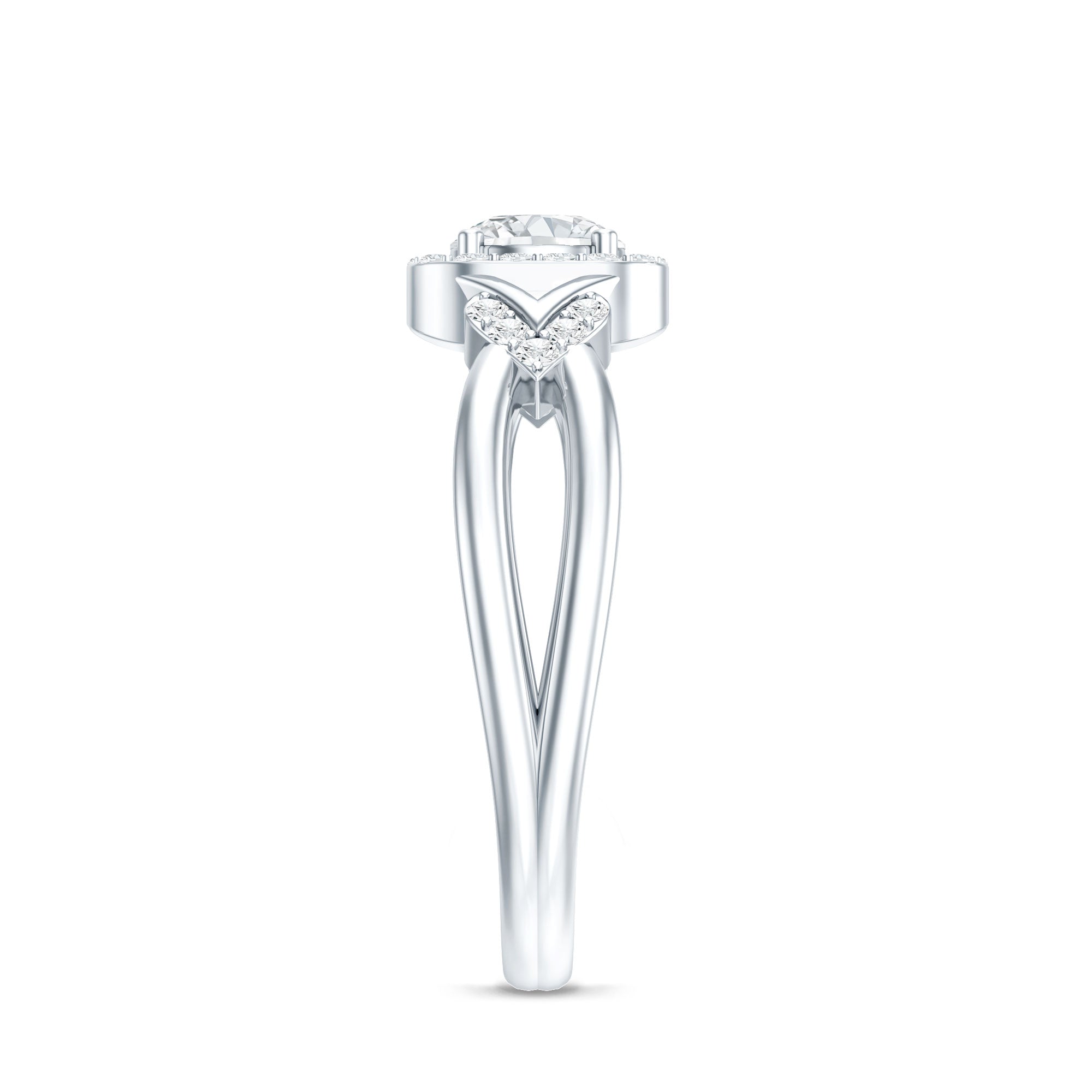 Lab Grown Diamond Halo Engagement Ring Lab - ( EF-VS ) - Rosec Jewels