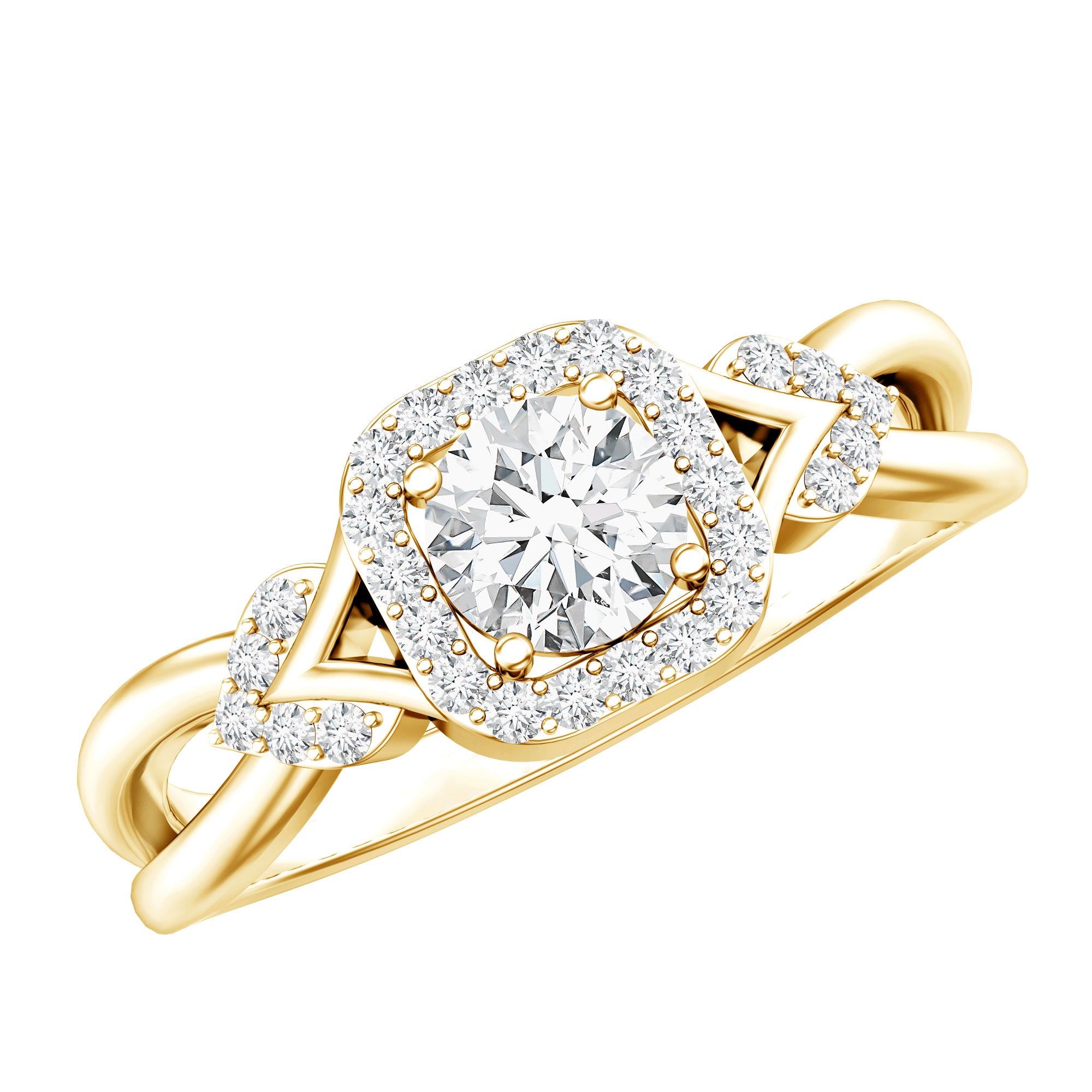 Lab Grown Diamond Halo Engagement Ring Lab - ( EF-VS ) - Rosec Jewels