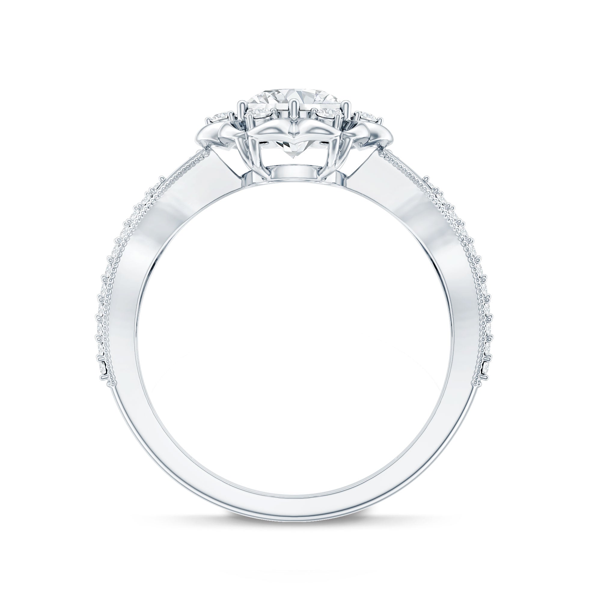 Nature Inspired Lab Grown Diamond Engagement Ring Lab - ( EF-VS ) - Rosec Jewels