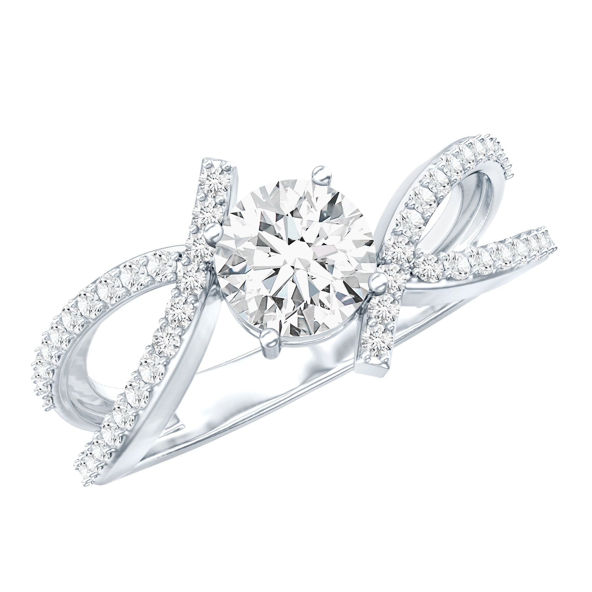 Certified Lab Grown Diamond Bypass Engagement Ring Lab - ( EF-VS ) - Rosec Jewels