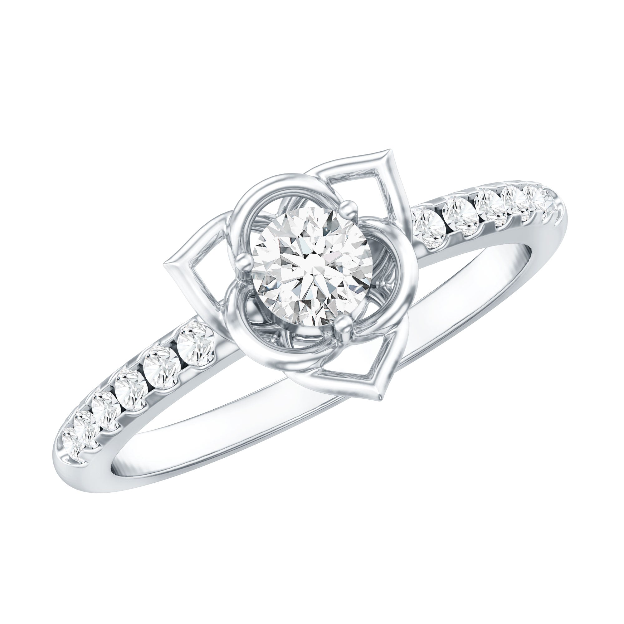 Certified Lab Grown Diamond Flower Promise Ring Lab - ( EF-VS ) - Rosec Jewels