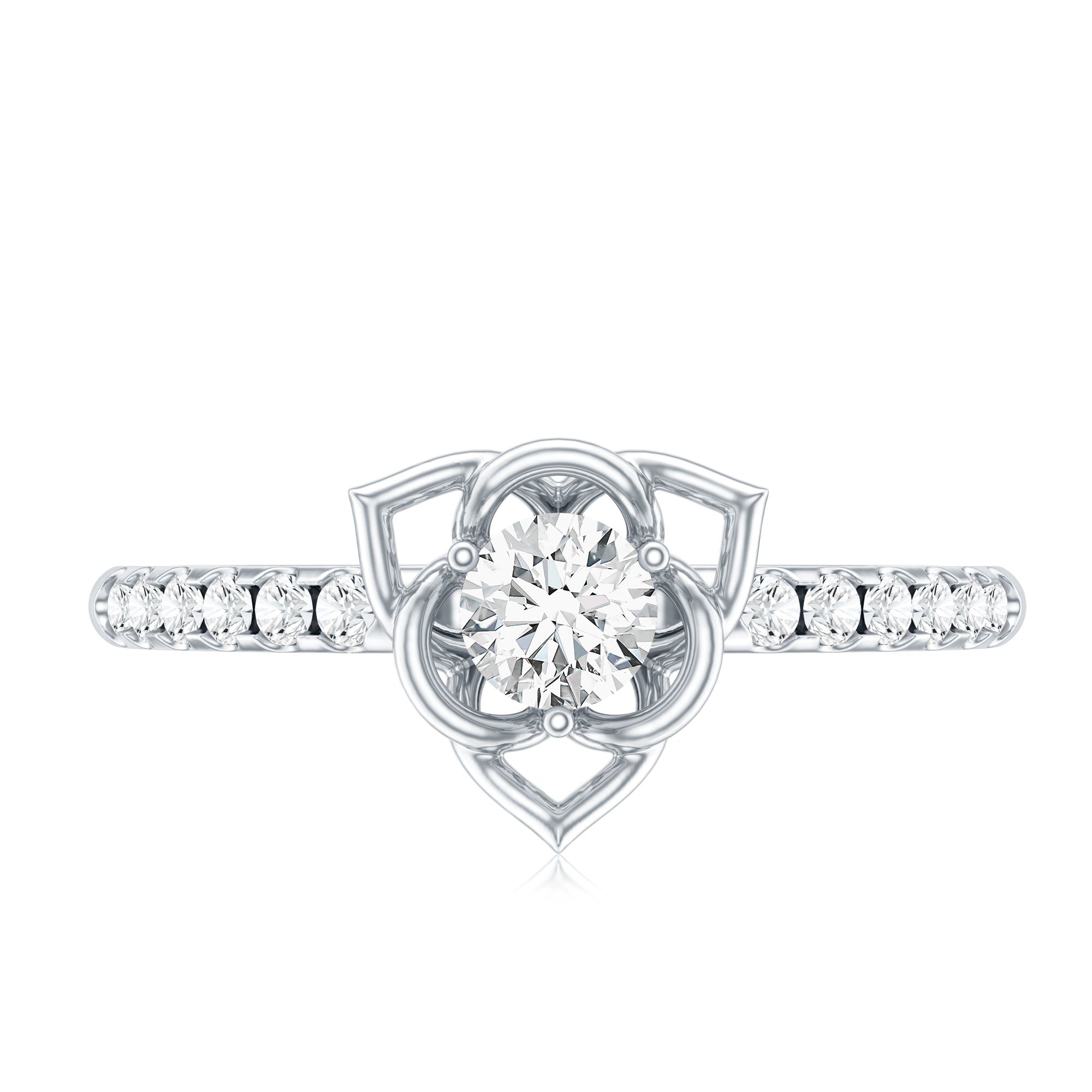 Certified Lab Grown Diamond Flower Promise Ring Lab - ( EF-VS ) - Rosec Jewels