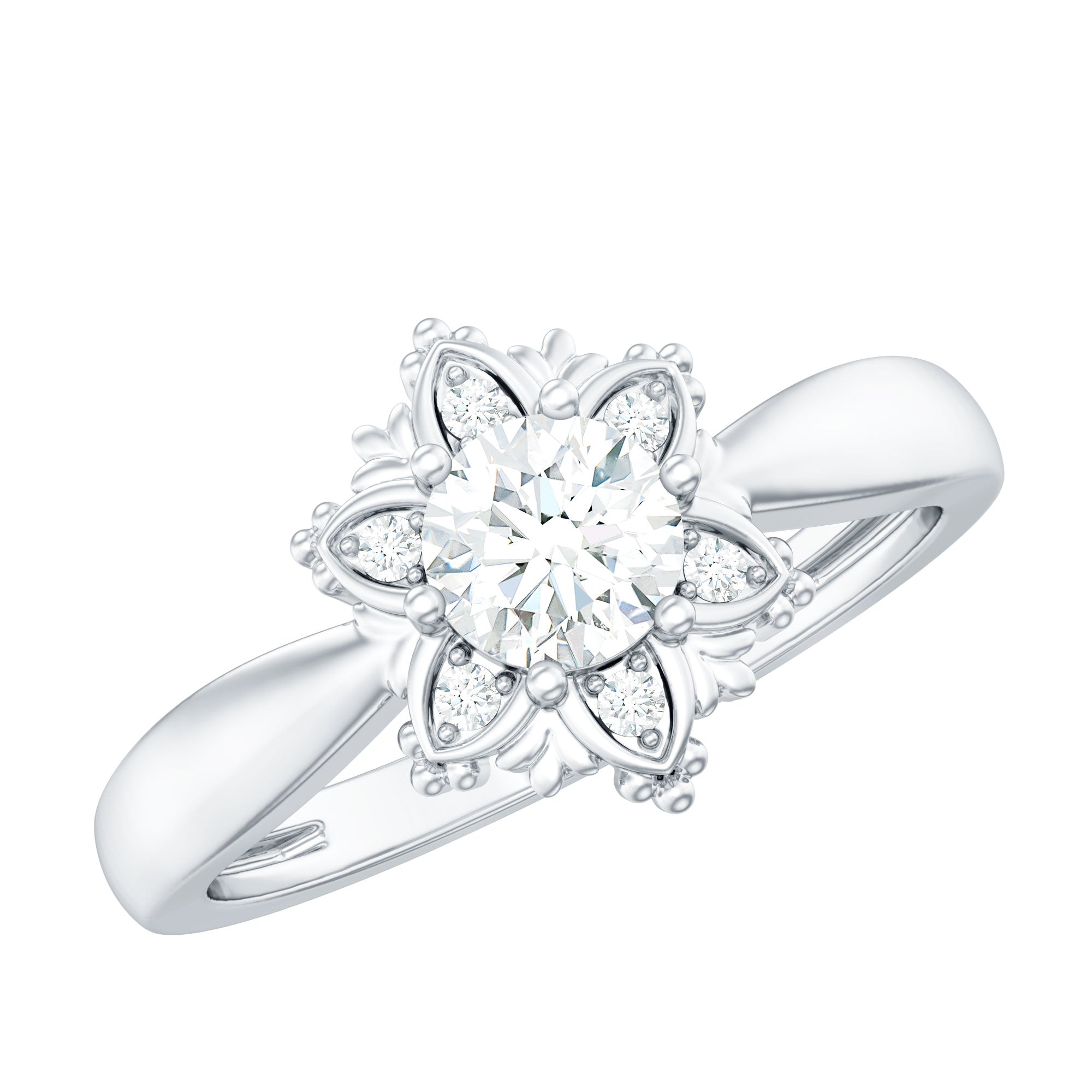 Certified Lab Grown Diamond Floral Engagement Ring for Women