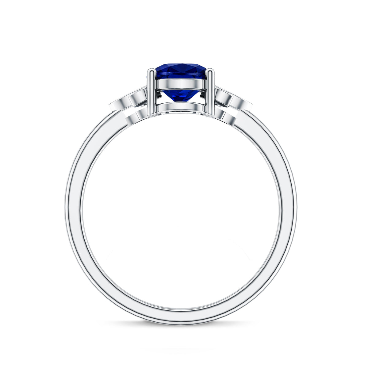 Certified Lab Grown Blue Sapphire Teardrop Engagement Ring with Diamonds AAAA - Rosec Jewels
