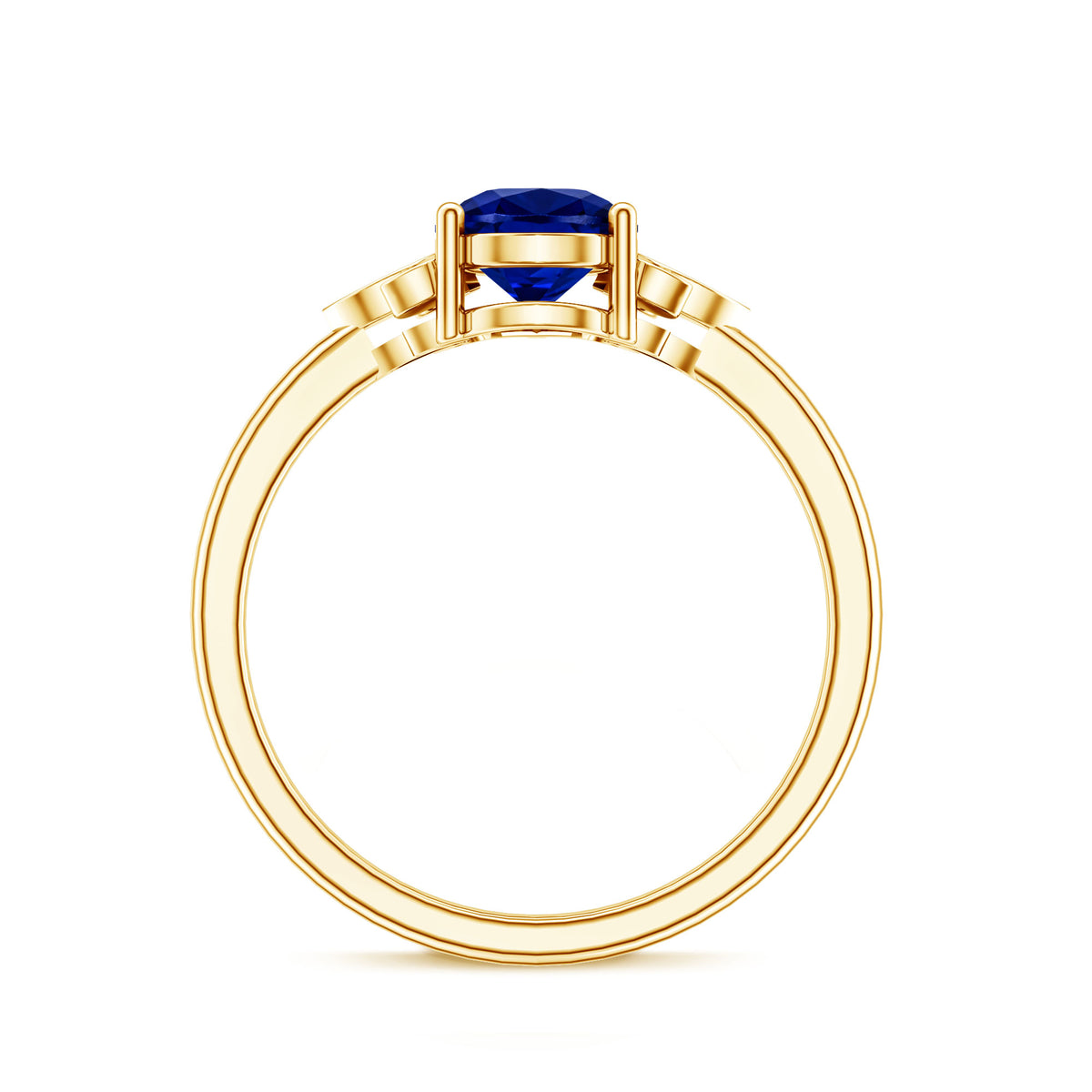 Certified Lab Grown Blue Sapphire Teardrop Engagement Ring with Diamonds AAAA - Rosec Jewels