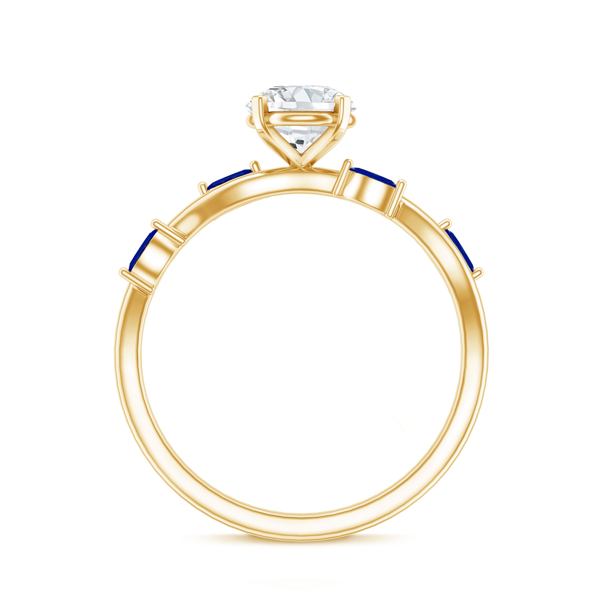 Certified Lab Grown Diamond Engagement Ring with Sapphire Lab - ( EF-VS ) - Rosec Jewels