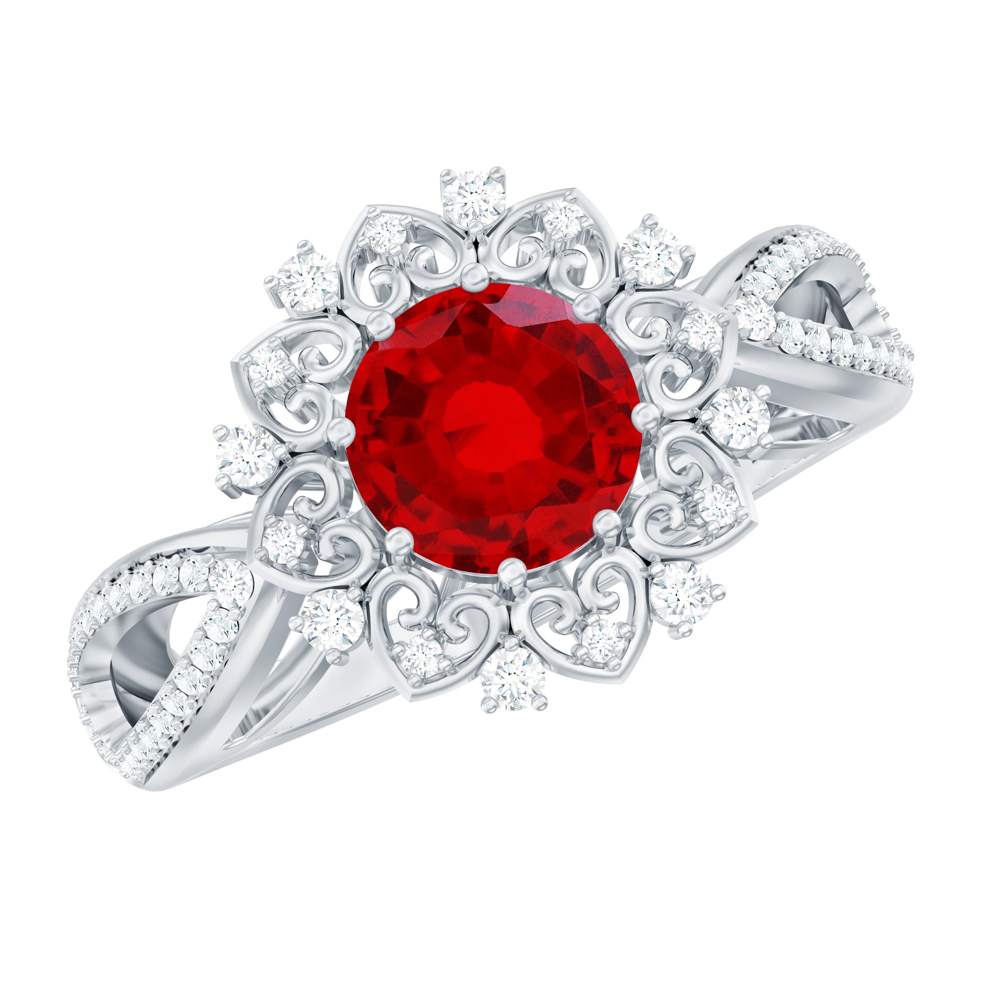 Lab Grown Ruby and Diamond Antique Looking Engagement Ring For Women AAAA - Rosec Jewels