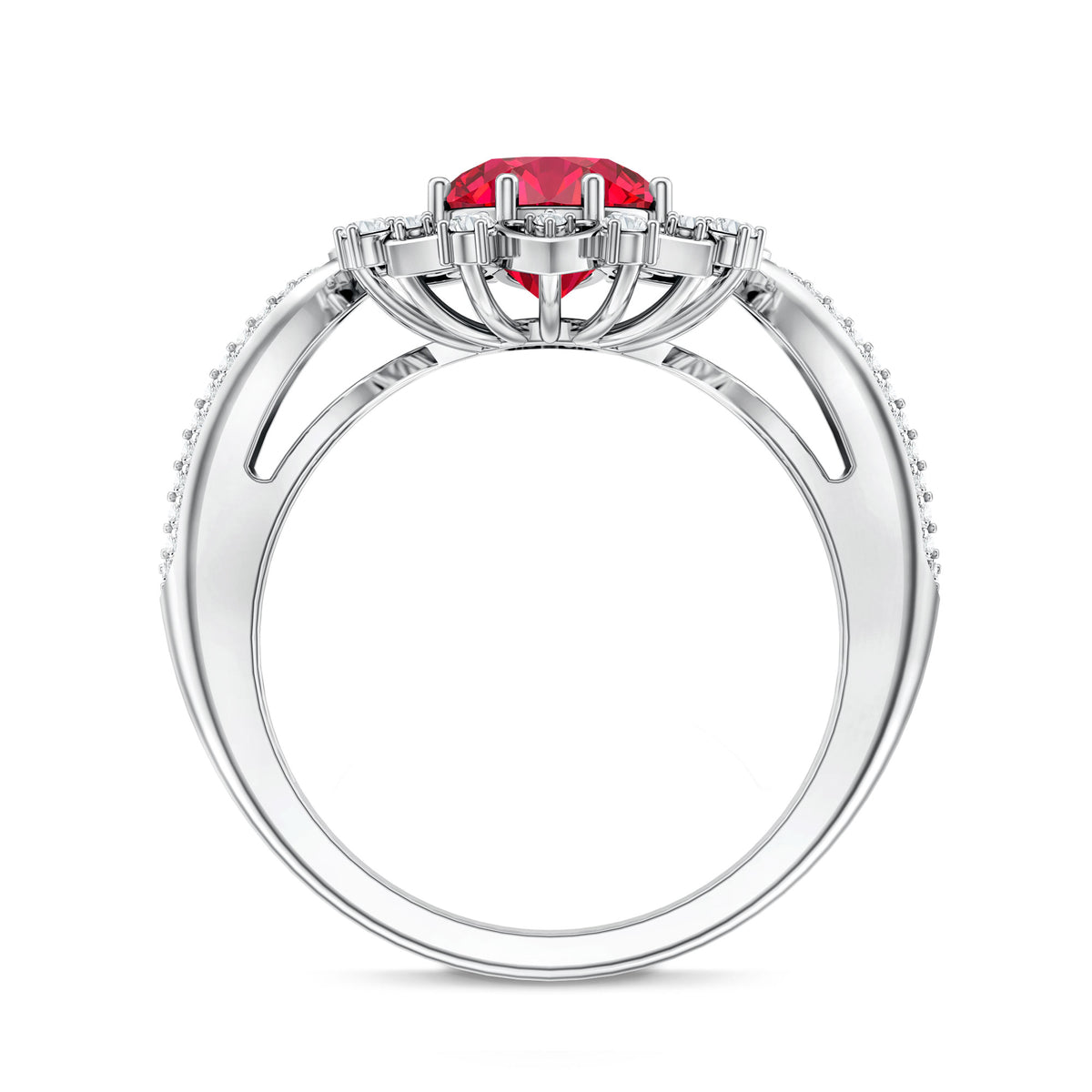 Lab Grown Ruby and Diamond Antique Looking Engagement Ring For Women AAAA - Rosec Jewels
