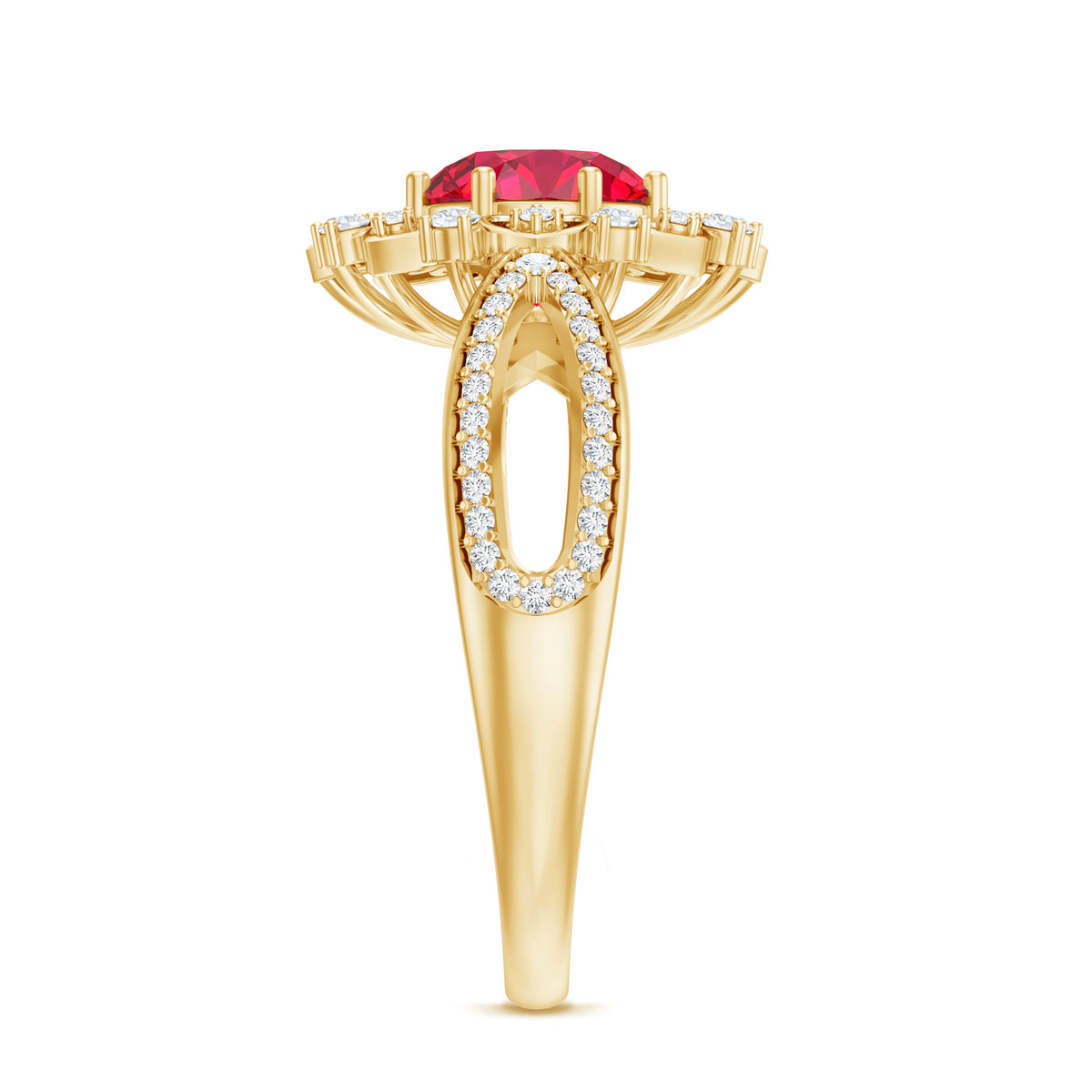 Lab Grown Ruby and Diamond Antique Looking Engagement Ring For Women AAAA - Rosec Jewels