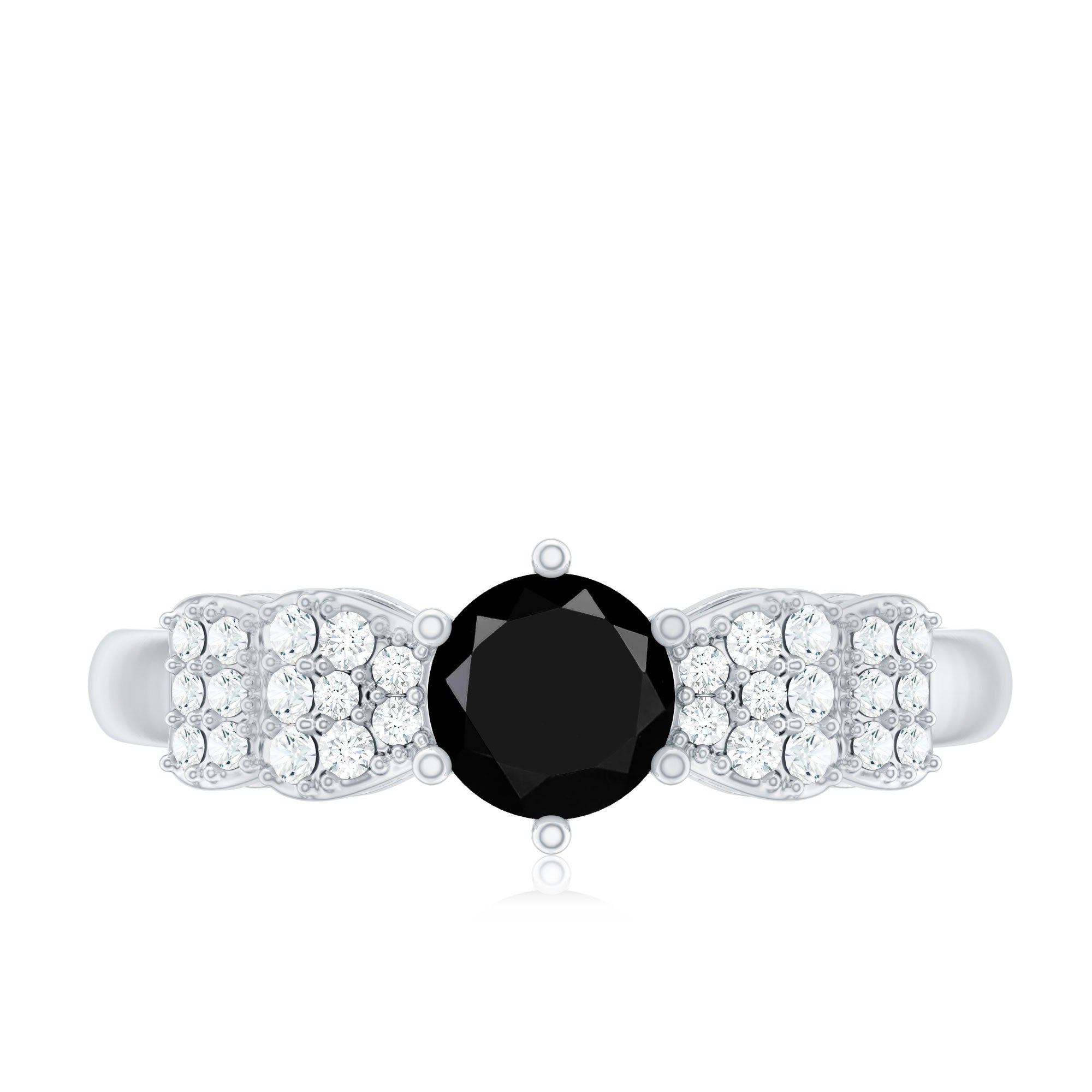 Certified 0.84 Carat Lab Grown Black Diamond Solitaire Engagement Ring with White Diamond AAAA ( Synthetic ) - Rosec Jewels