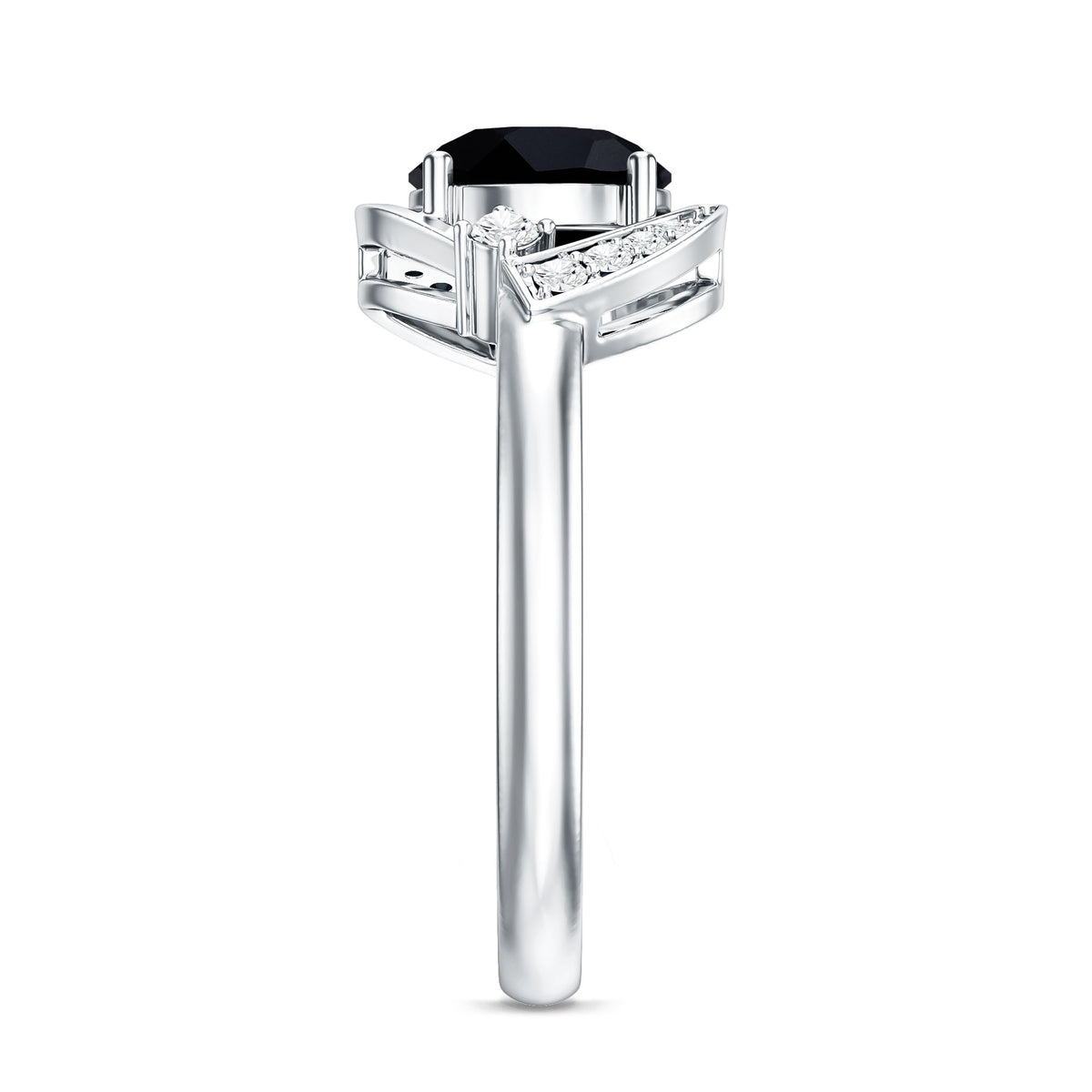 2 Carat Lab Grown Black and White Diamond Engagement Ring for Women AAAA ( Synthetic ) - Rosec Jewels