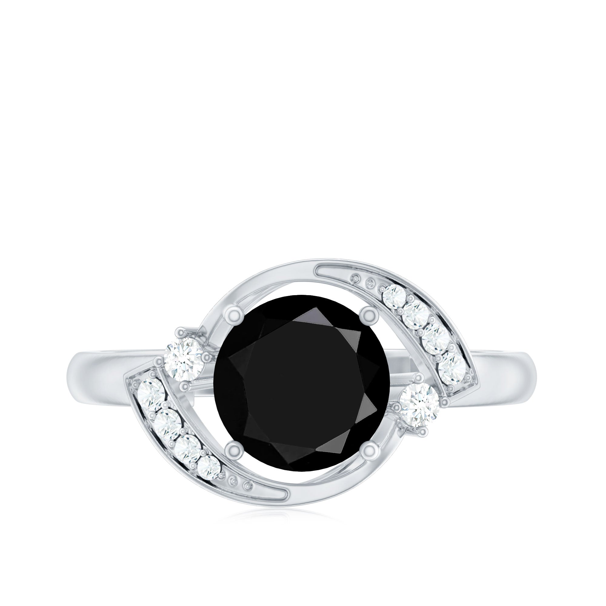 2 Carat Lab Grown Black and White Diamond Engagement Ring for Women AAAA ( Synthetic ) - Rosec Jewels