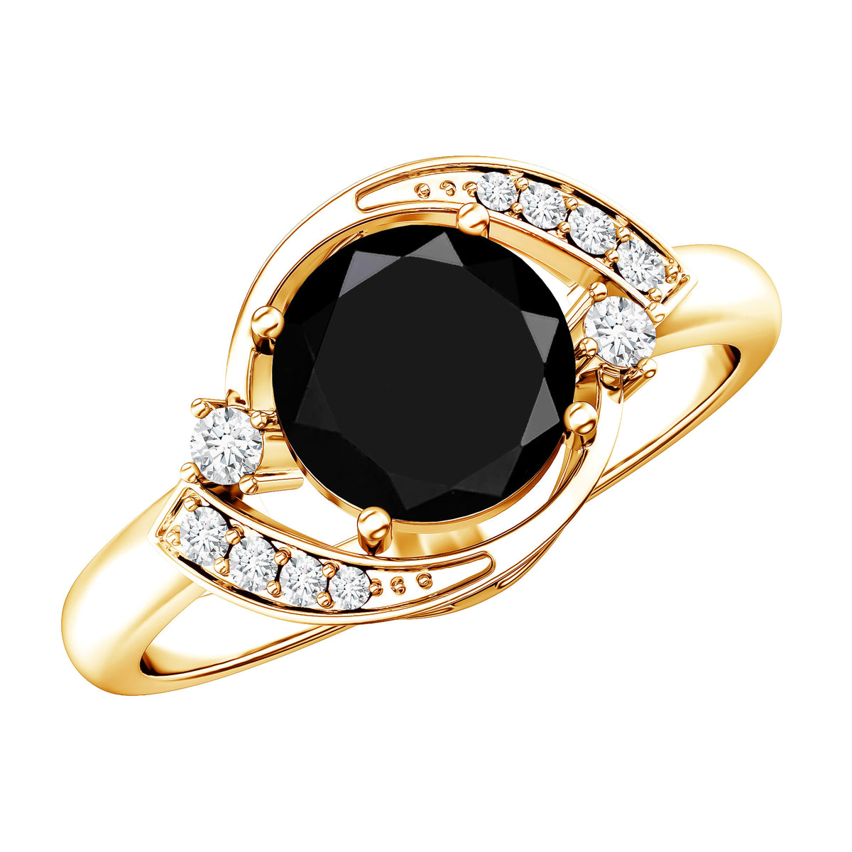 2 Carat Lab Grown Black and White Diamond Engagement Ring for Women AAAA ( Synthetic ) - Rosec Jewels