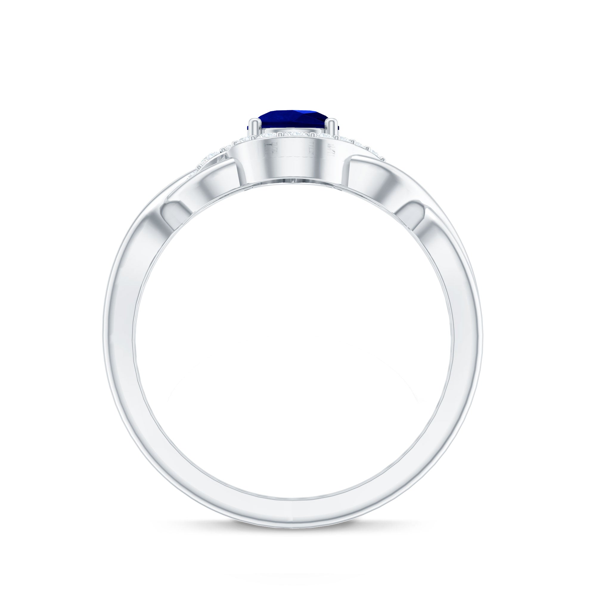 Certified 1.6 Carat Lab Grown Blue Sapphire Diamond Teardrop Engagement Ring with Crossover Shank AAAA - Rosec Jewels