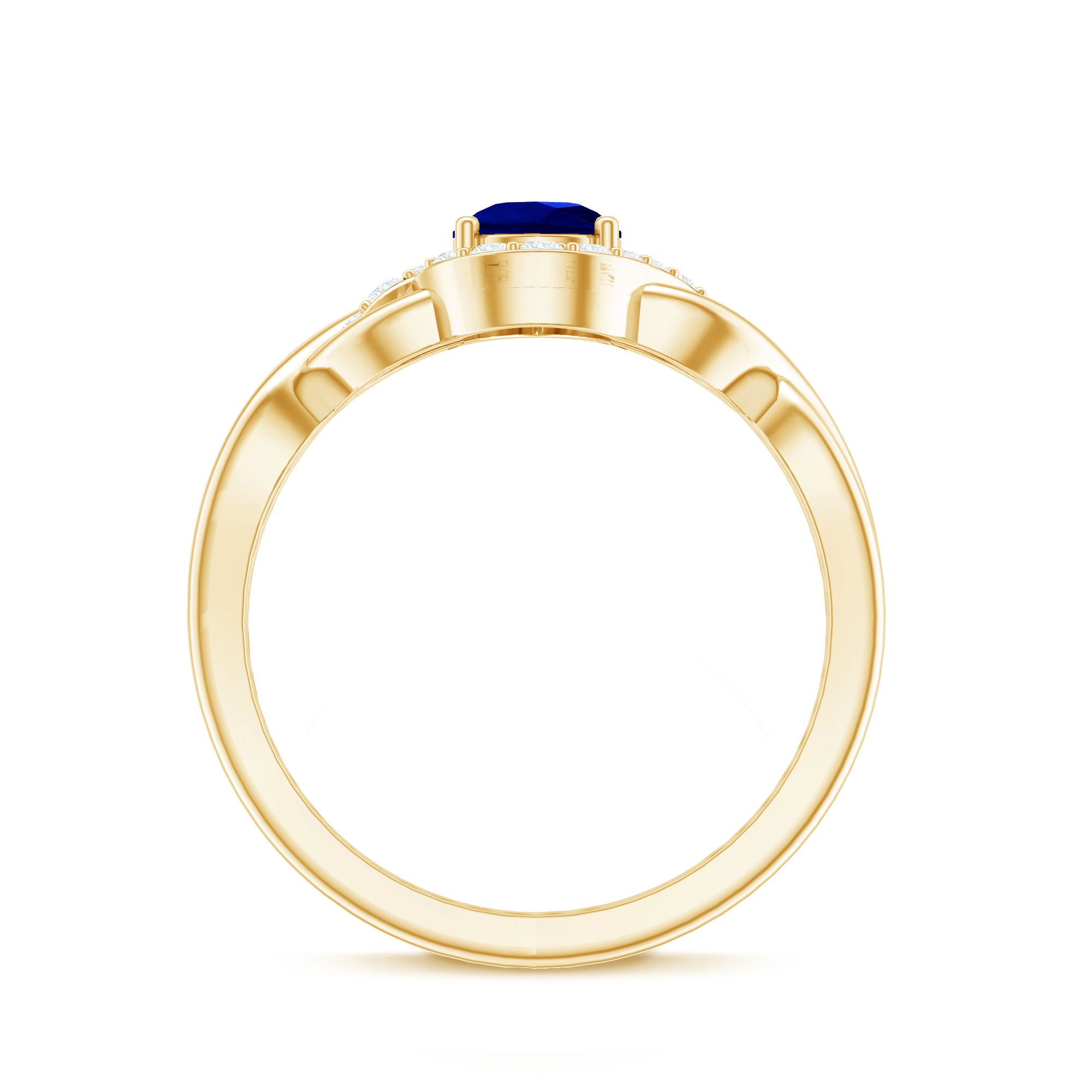 Certified 1.6 Carat Lab Grown Blue Sapphire Diamond Teardrop Engagement Ring with Crossover Shank AAAA - Rosec Jewels