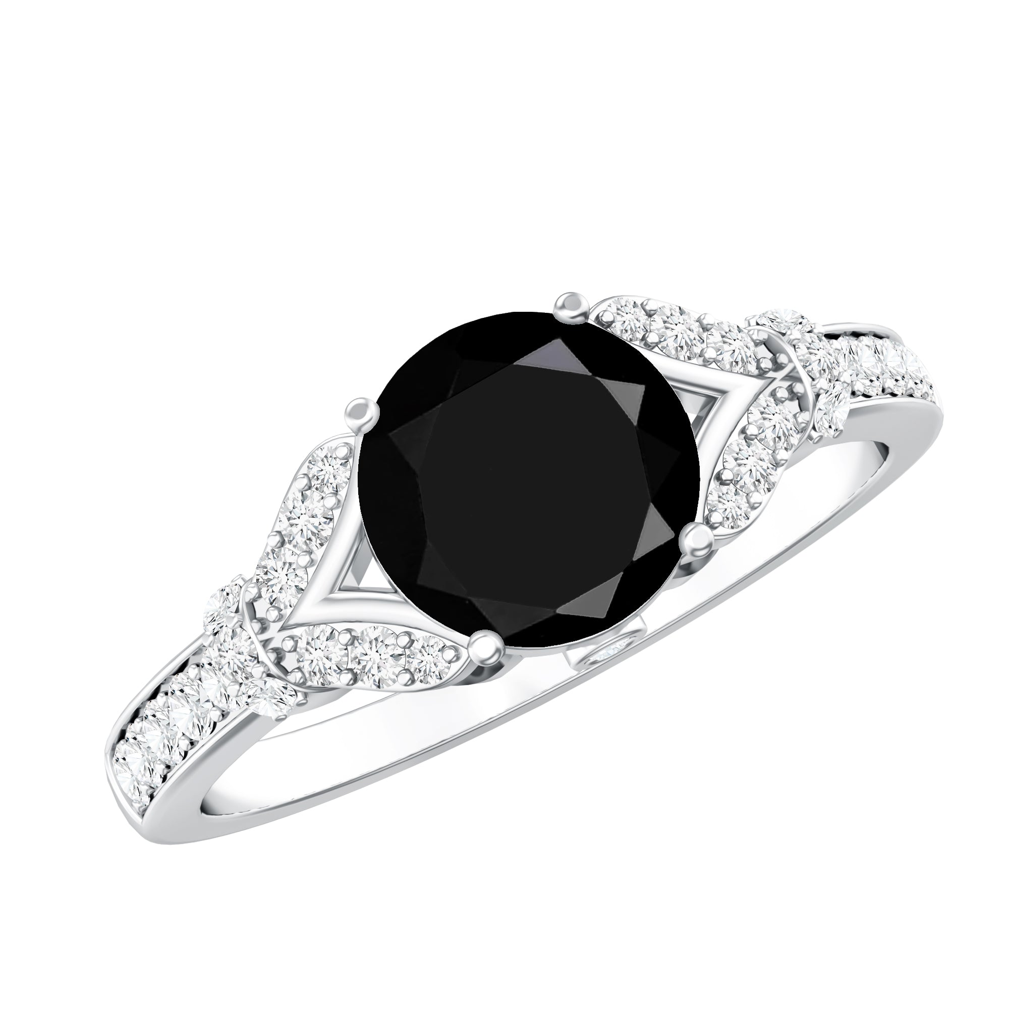 Lab Grown Black Diamond Solitaire Engagement Ring AAAA ( Synthetic ) - Rosec Jewels